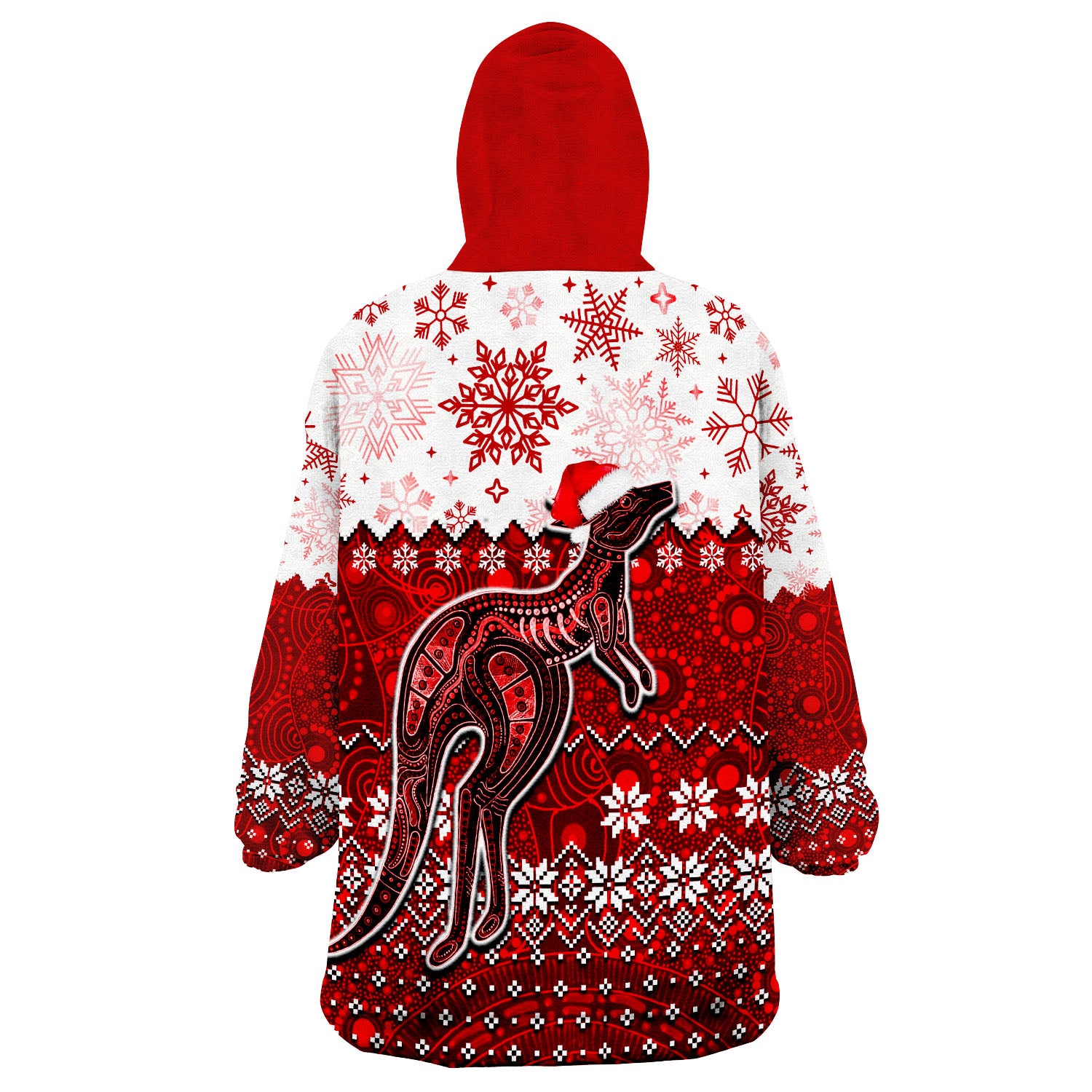 Aboriginal Christmas 2022 Kangaroo Wearable Blanket Hoodie Red Style - Vibe Hoodie Shop