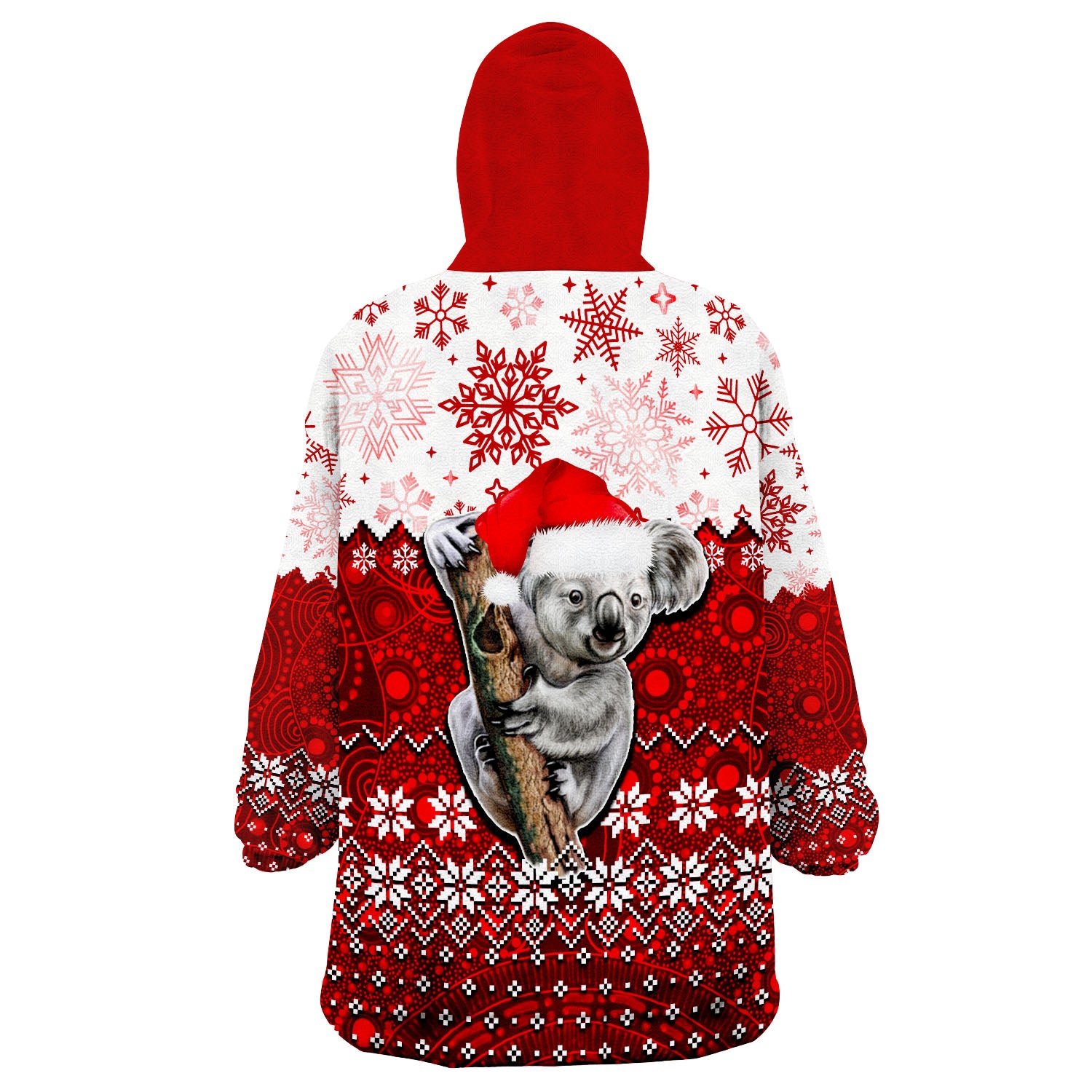 Aboriginal Christmas 2022 Koala Wearable Blanket Hoodie Red Style - Vibe Hoodie Shop