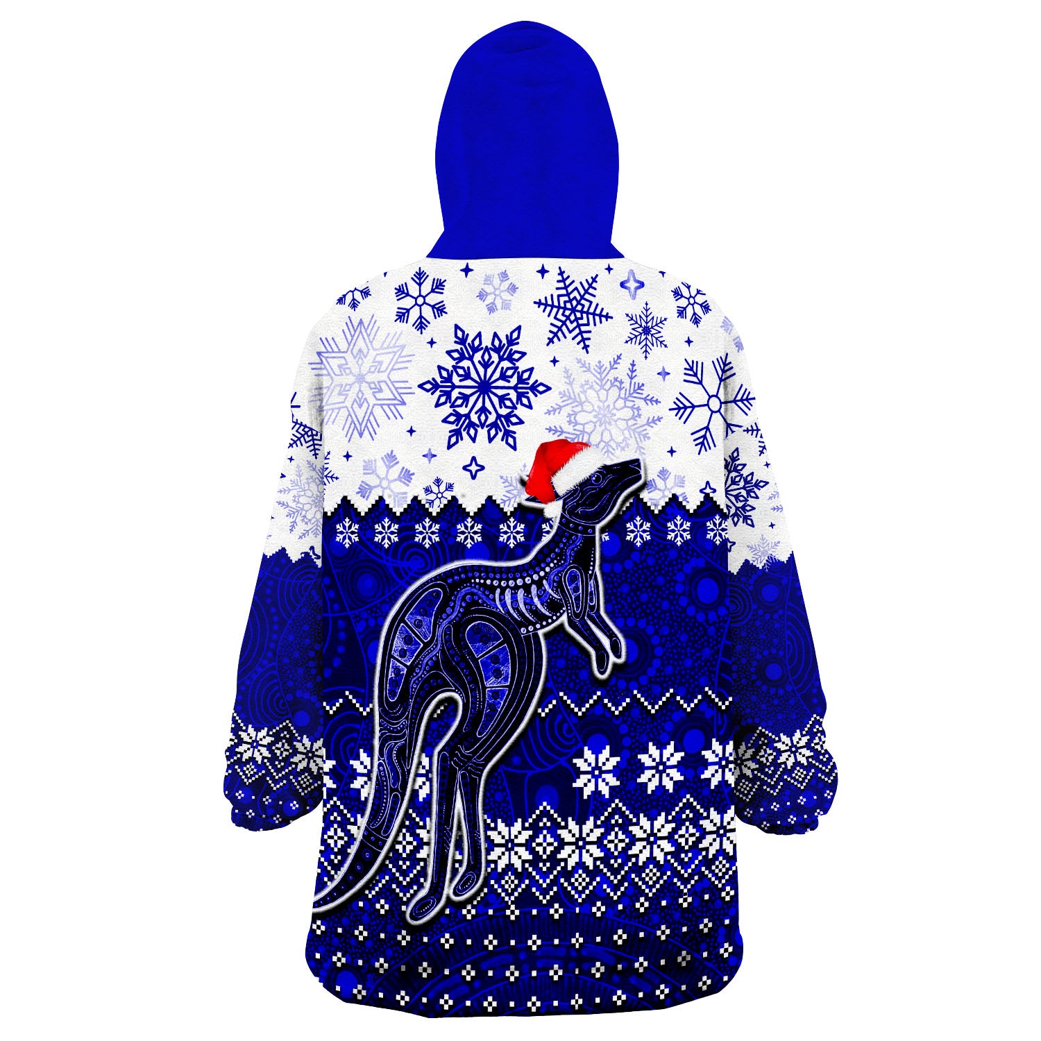 Aboriginal Christmas 2022 Kangaroo Wearable Blanket Hoodie Blue Style - Vibe Hoodie Shop