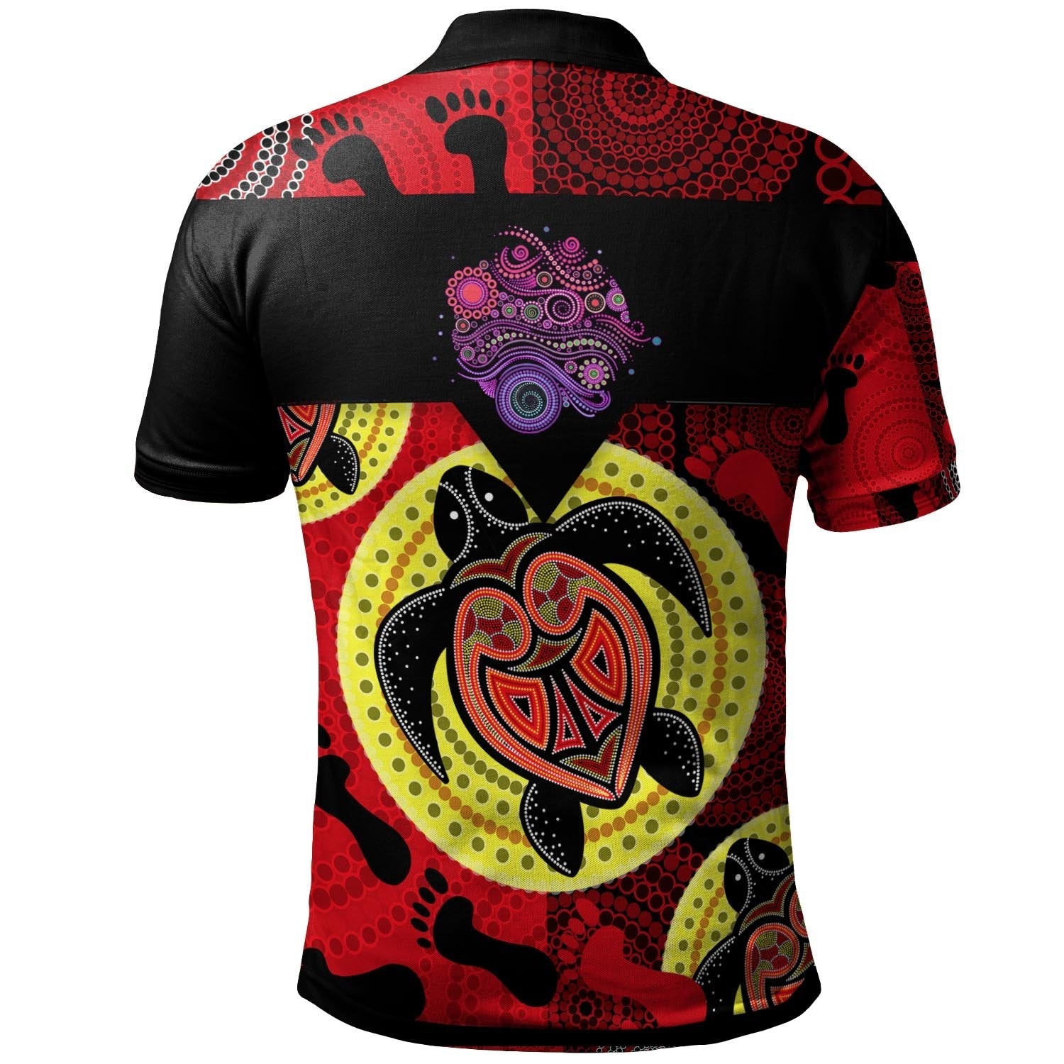 Aussie Aboriginal Polo Shirt With Foot Indigenous - Vibe Hoodie Shop