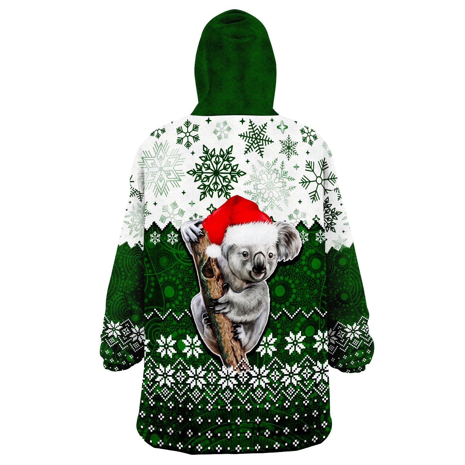 Aboriginal Christmas 2022 Koala Wearable Blanket Hoodie Green Style - Vibe Hoodie Shop