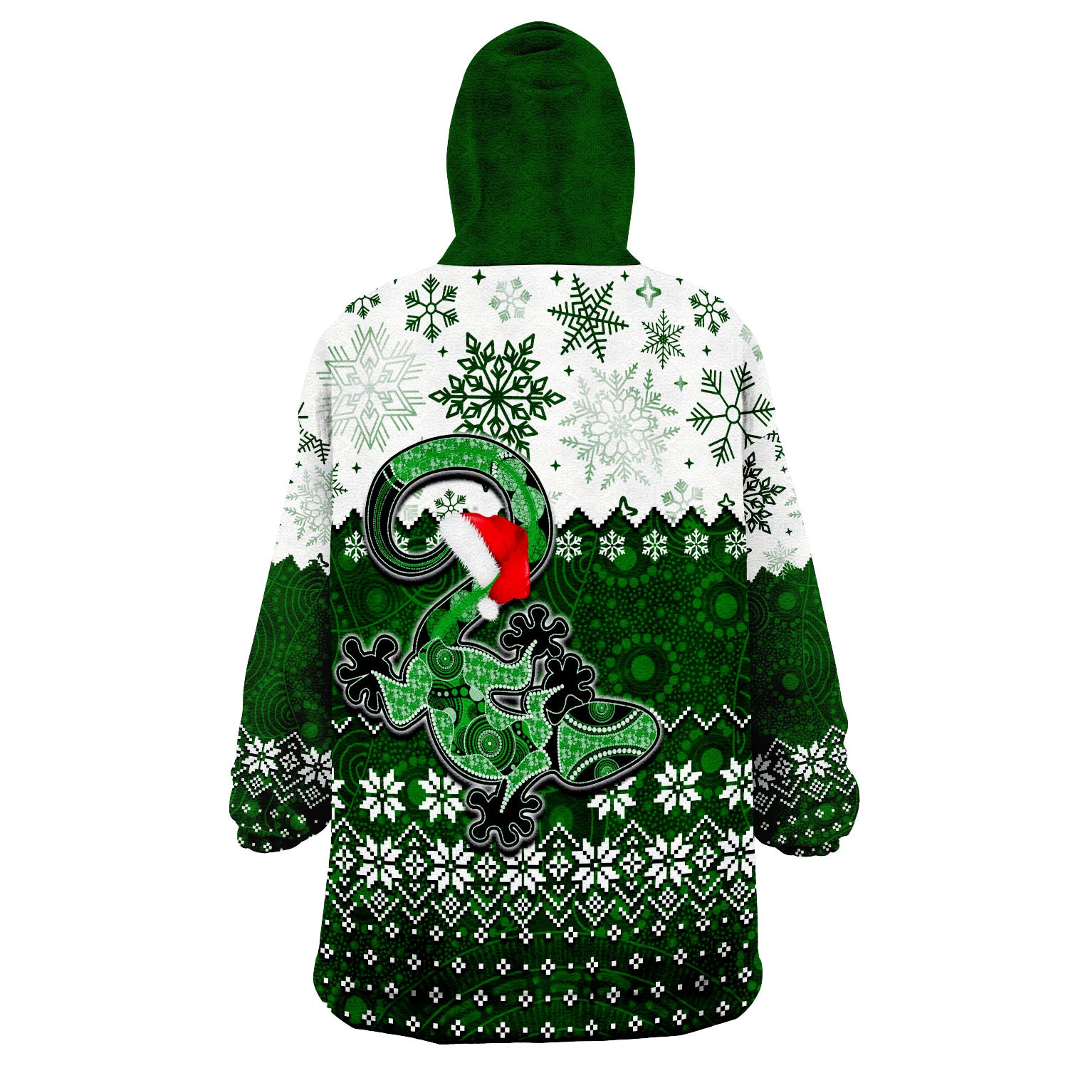 Aboriginal Christmas 2022 Lizard Wearable Blanket Hoodie Green Style - Vibe Hoodie Shop