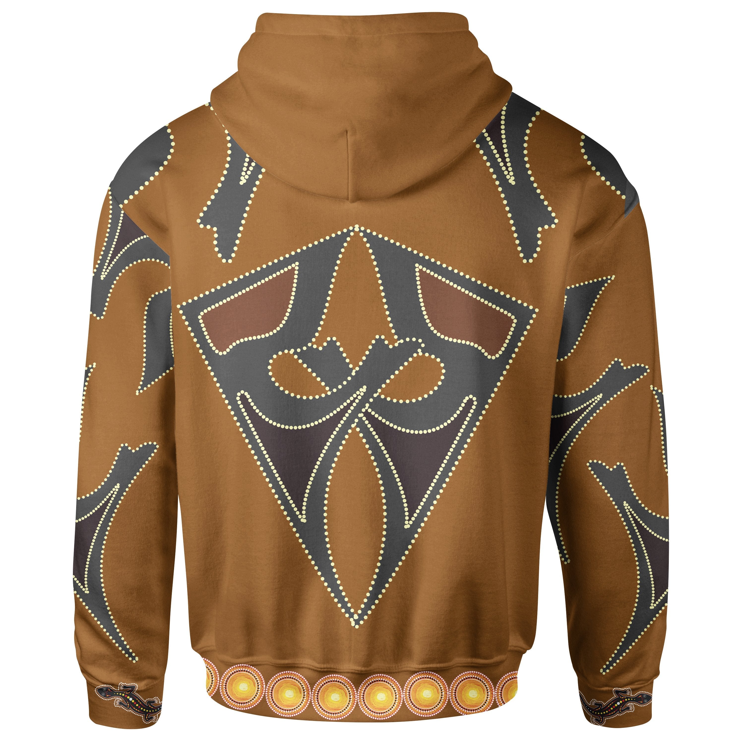 Aboriginal Hoodie - Lizard, Kangaroo Patterns Dot Painting Art - Vibe Hoodie Shop