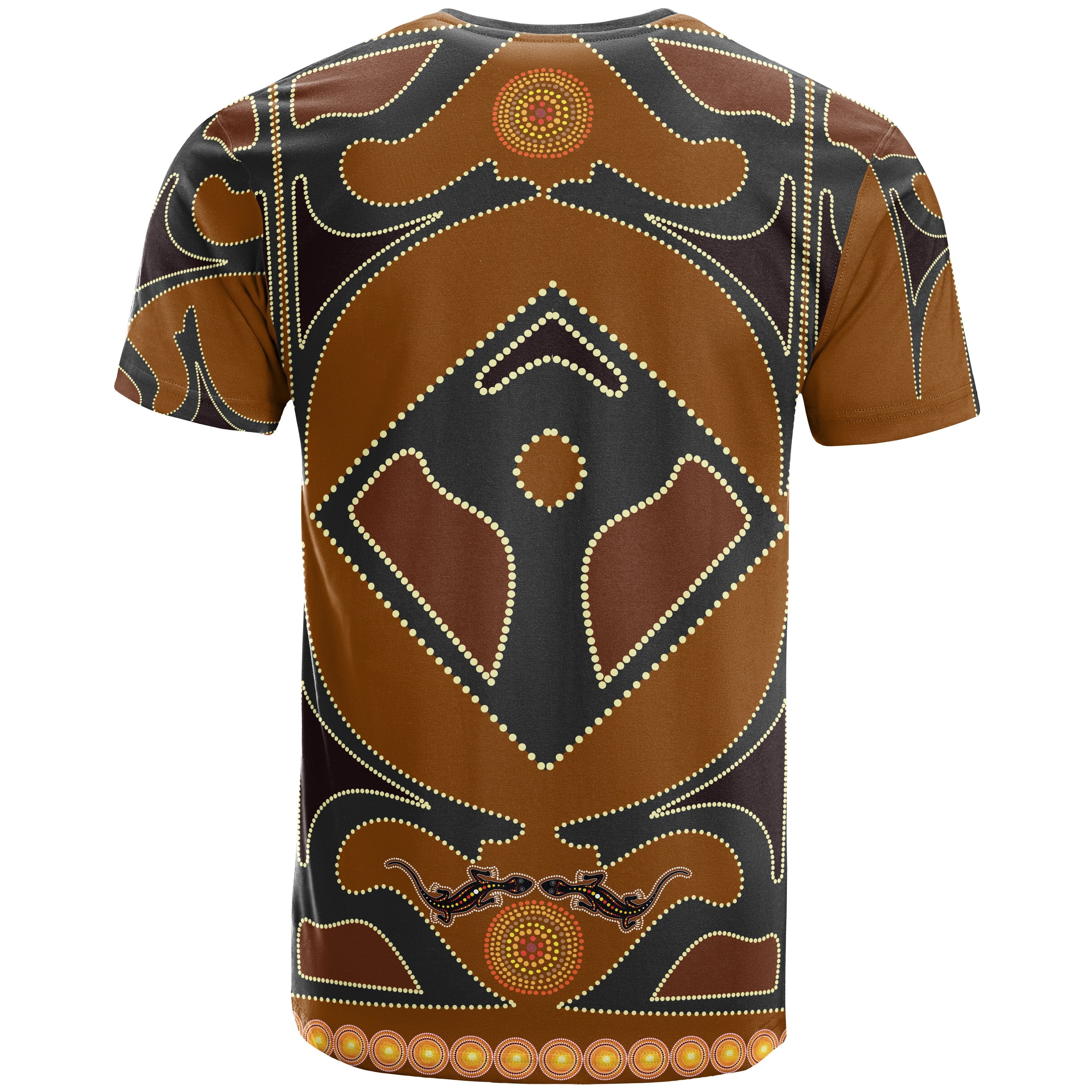 Aboriginal T shirt - Lizard, Kangaroo Dots Pattern - Vibe Hoodie Shop