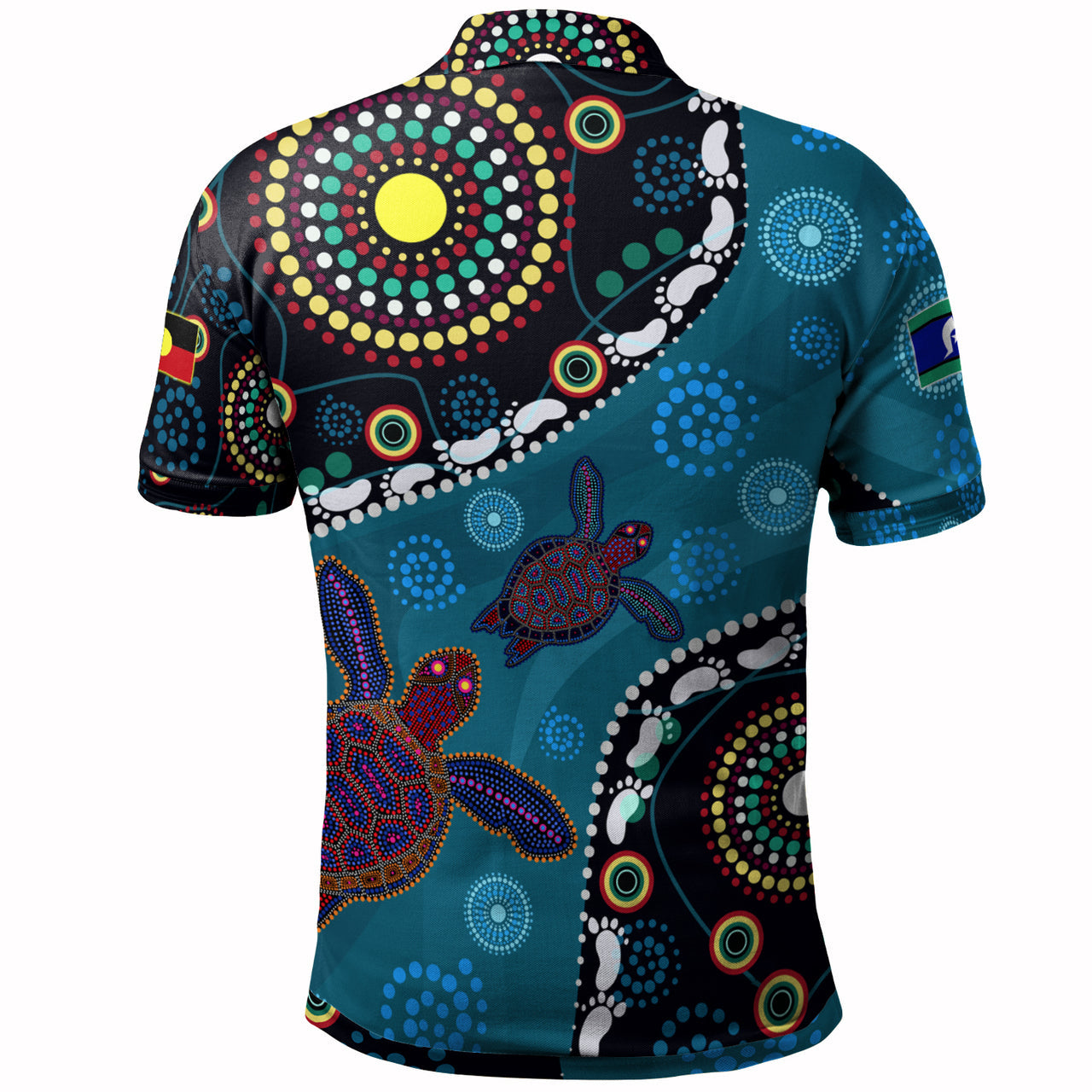 Indigenous All Stars Rugby Custom Polo shirt - Dreamtime Turtle With Aboriginal and Torres Strait Islanders Flag - Vibe Hoodie Shop