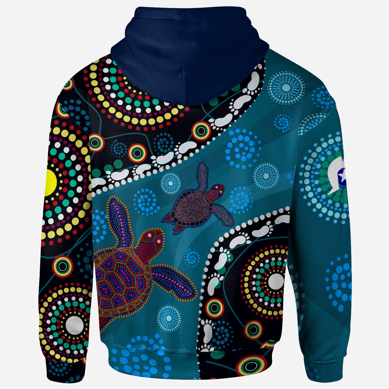 Indigenous All Stars Rugby Custom Hoodie - Dreamtime Turtle With Aboriginal and Torres Strait Islanders Flag RLT13 - Vibe Hoodie Shop