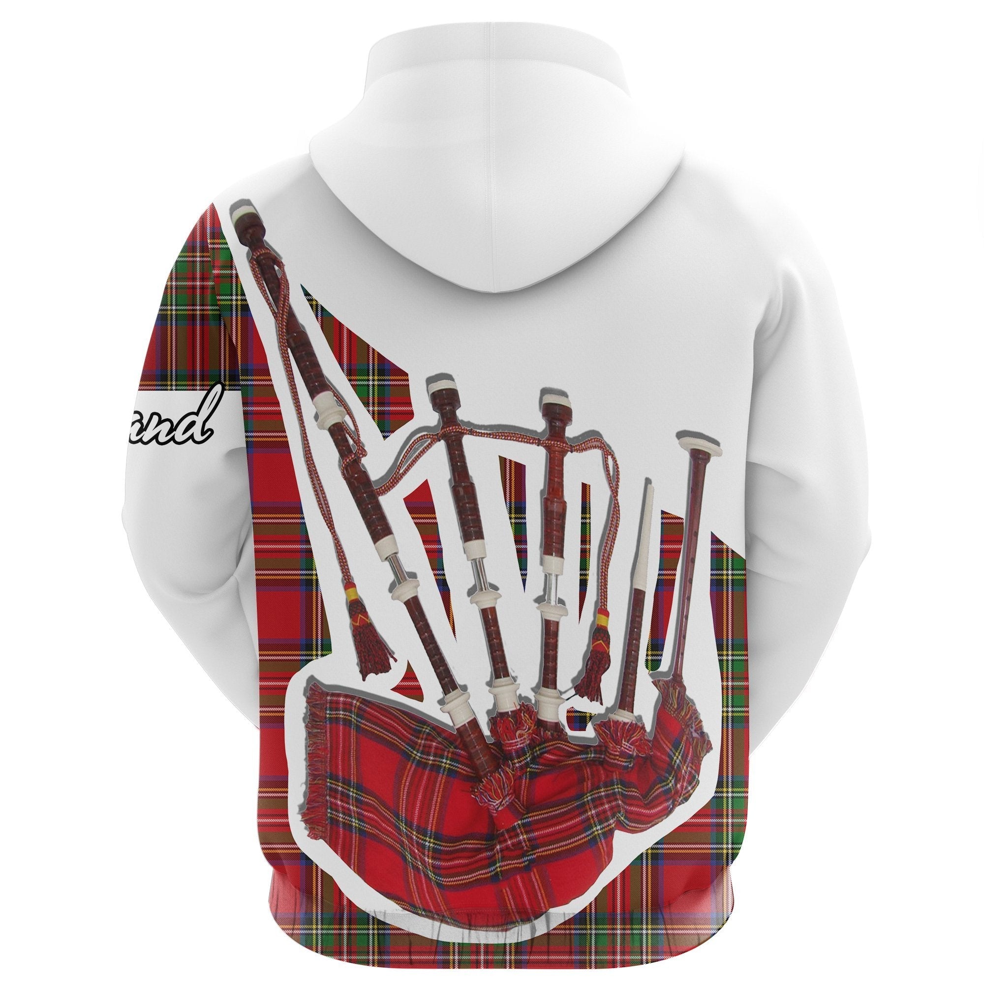 Scotland Hoodie, Scottish Bagpipes Royal Stewart Pullover Hoodie - Vibe Hoodie Shop