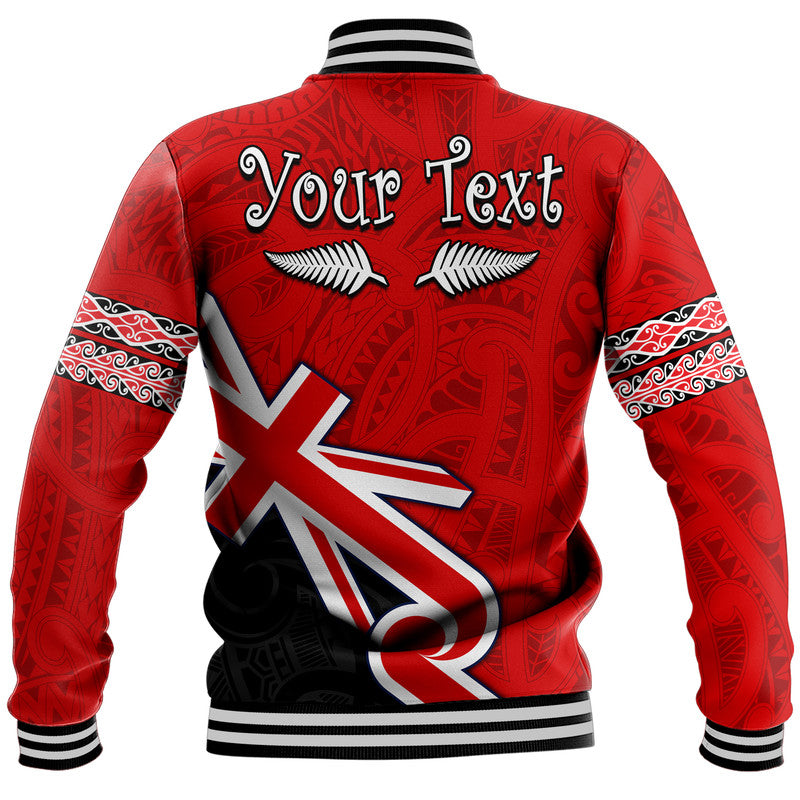 (Custom Personalised) Waitangi Baseball Jacket Aotearoa Tino Rangatiratanga Flag with Silver Fern - Vibe Hoodie Shop