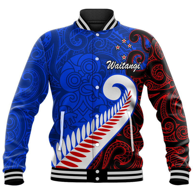 Waitangi Day Baseball Jacket Aotearoa Hei Tiki Silver Fern - Vibe Hoodie Shop