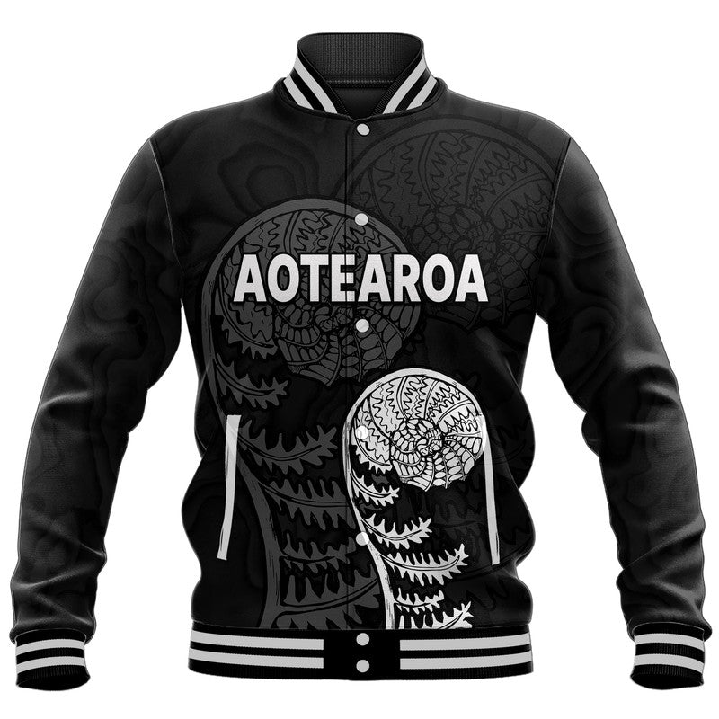 (Custom Personalised) Aotearoa Silver Fern Baseball Jacket - Vibe Hoodie Shop