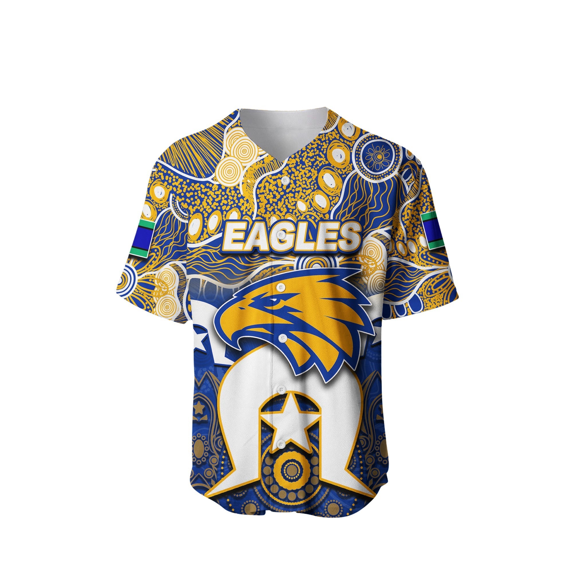 (Custom Personalised) Eagles Australian Football Torres Strait Islanders Mix Aboriginal Baseball Jersey - Vibe Hoodie Shop