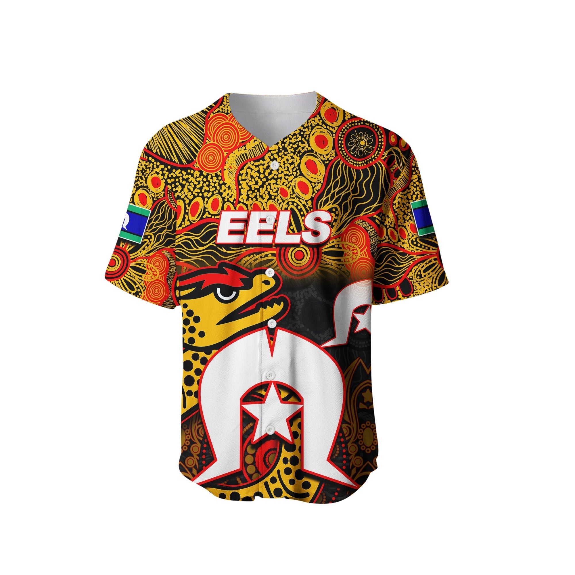 (Custom Personalised) Eels Torres Strait Islanders Mix Aboriginal Baseball Jersey No.2 - Vibe Hoodie Shop