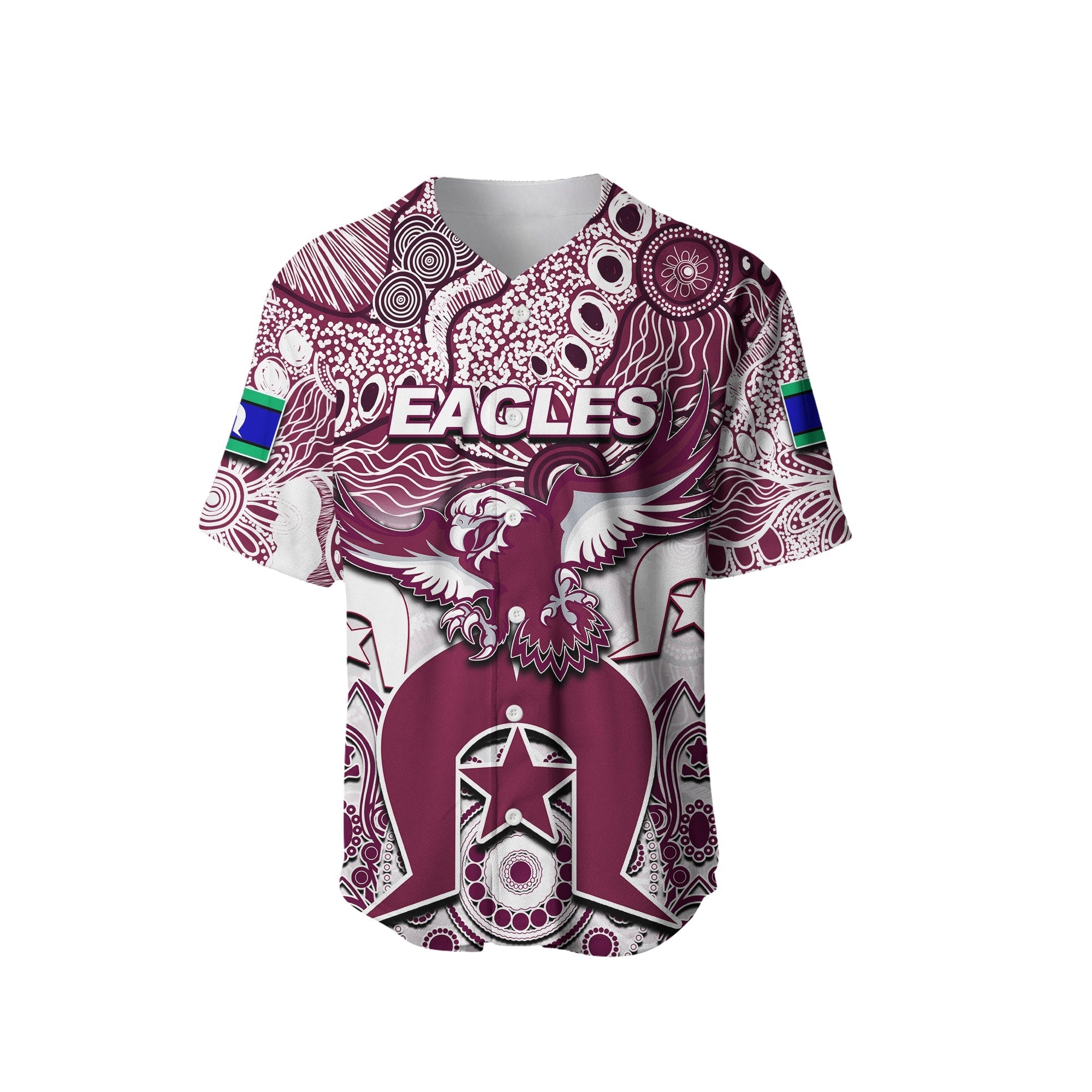 (Custom Personalised) Sea Eagles Torres Strait Islanders Mix Aboriginal Baseball Jersey - Vibe Hoodie Shop