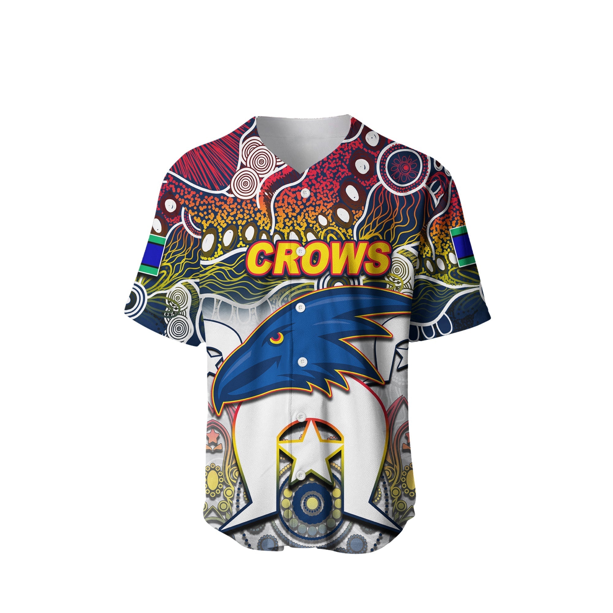 (Custom Personalised) Crows Australian Football Torres Strait Islanders Mix Aboriginal Baseball Jersey - Vibe Hoodie Shop