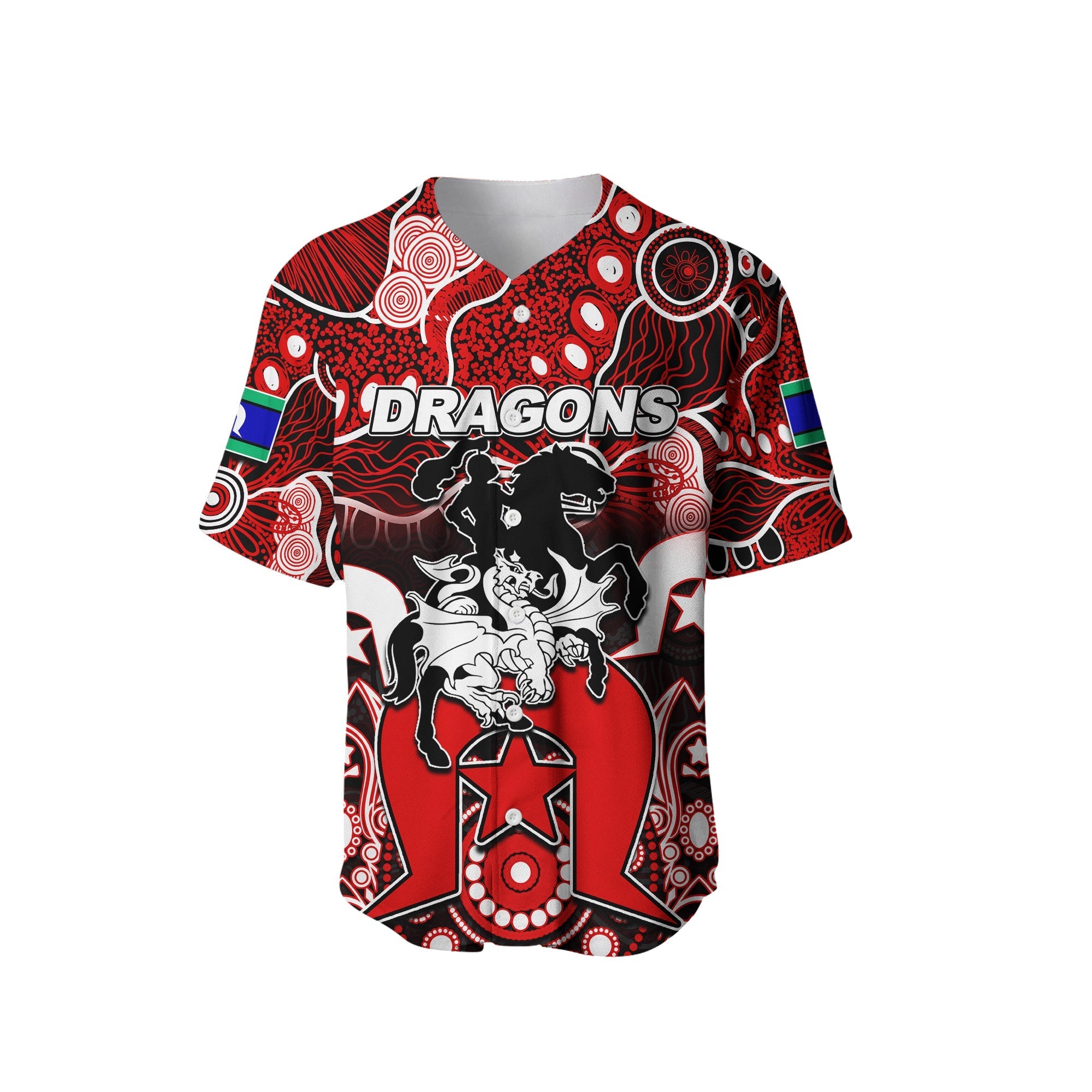 (Custom Personalised) Dragons Torres Strait Islanders Mix Aboriginal Baseball Jersey - Vibe Hoodie Shop