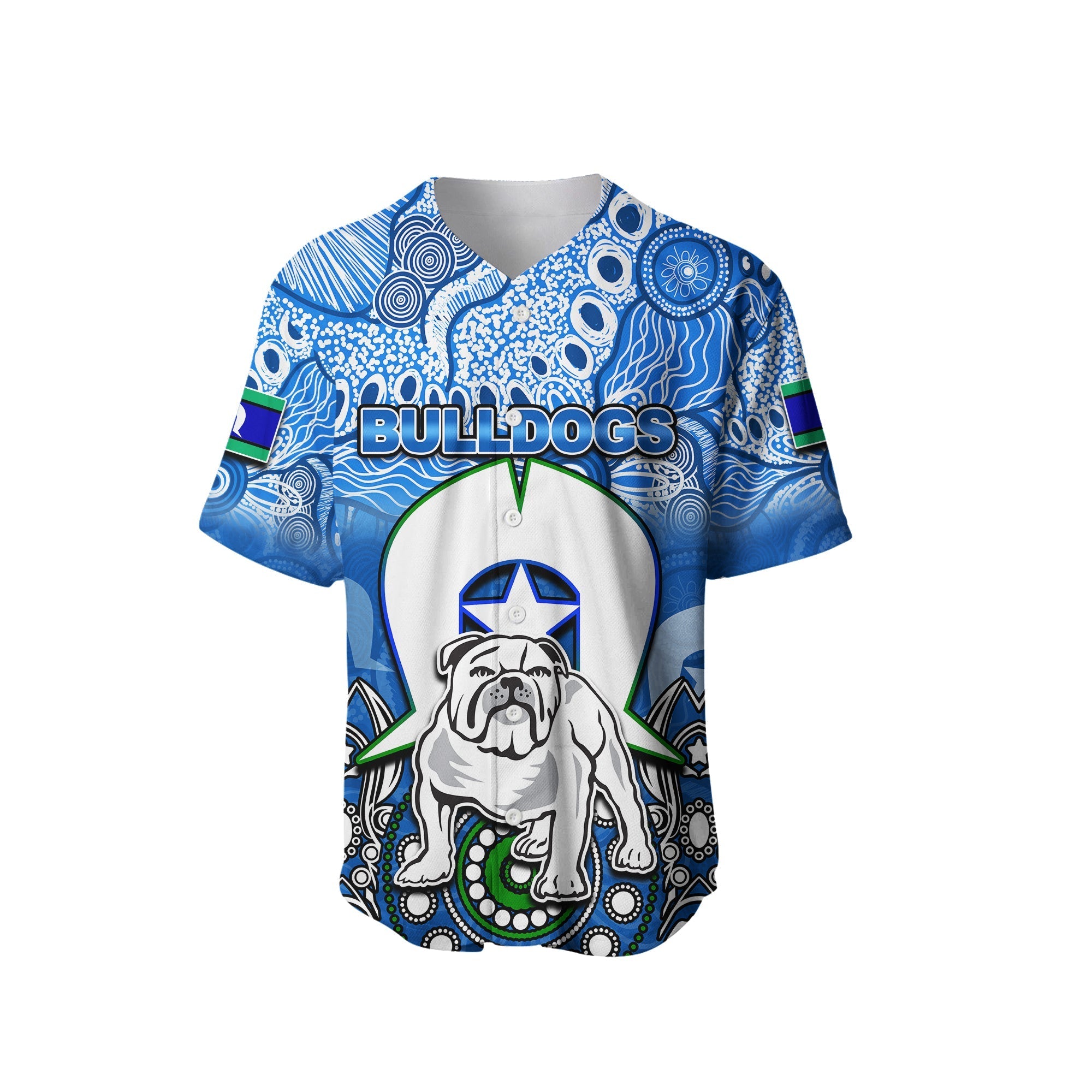 (Custom Personalised) Bulldogs Torres Strait Islanders Mix Aboriginal Baseball Jersey - Vibe Hoodie Shop