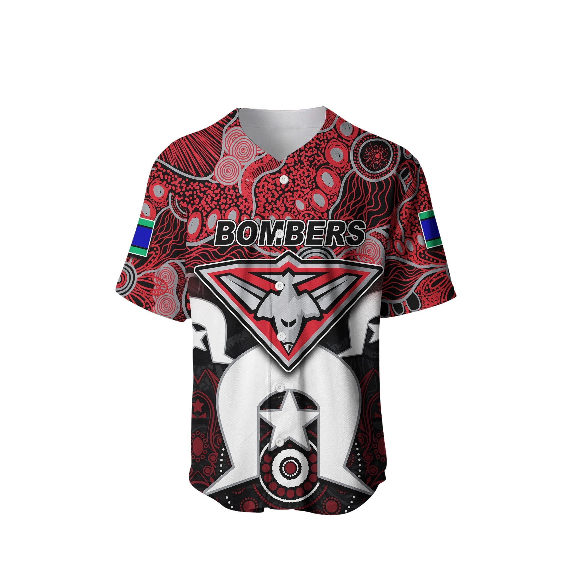 (Custom Personalised) Bombers Australian Football Torres Strait Islanders Mix Aboriginal Baseball Jersey - Vibe Hoodie Shop