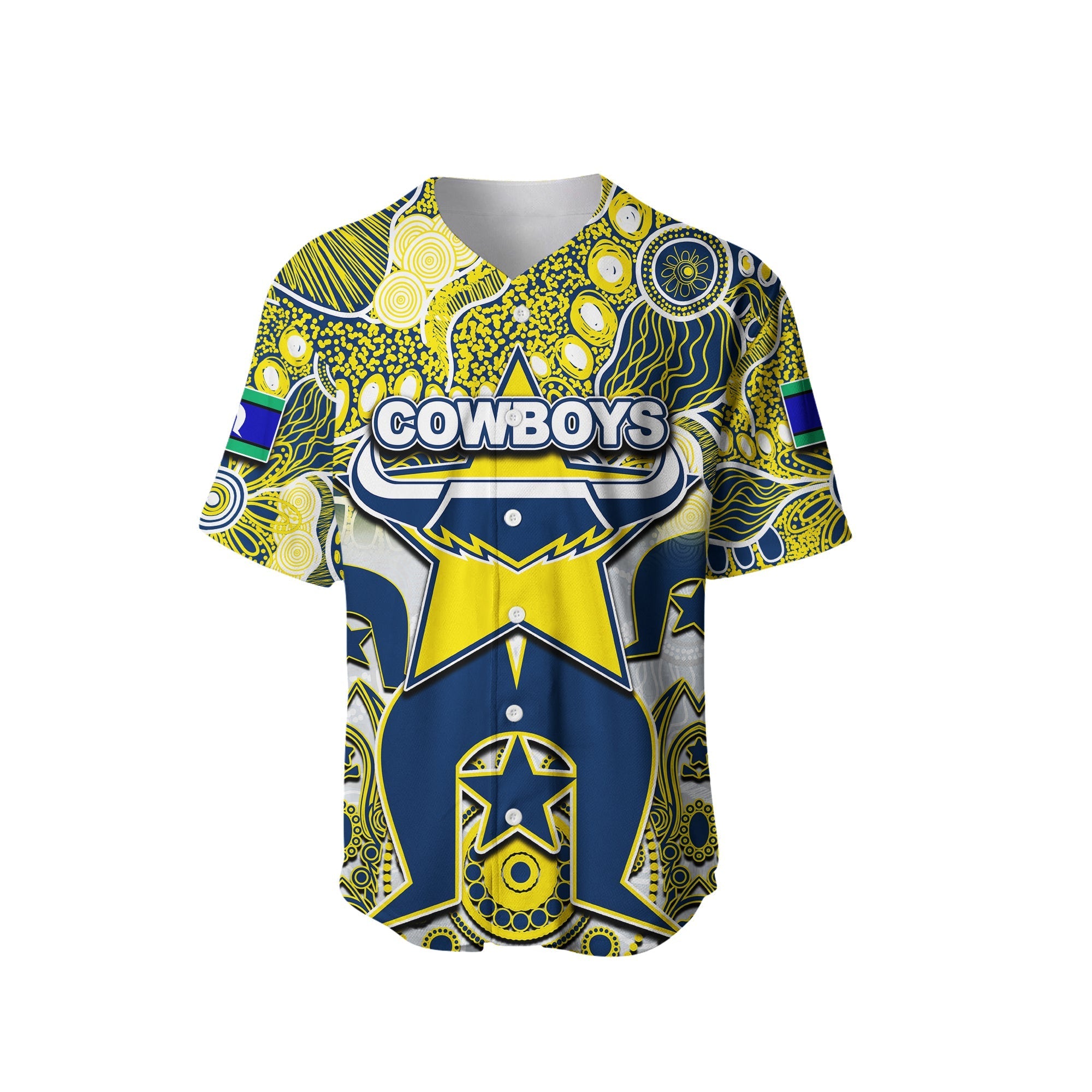 (Custom Personalised) Cowboys Torres Strait Islanders Mix Aboriginal Baseball Jersey - Vibe Hoodie Shop