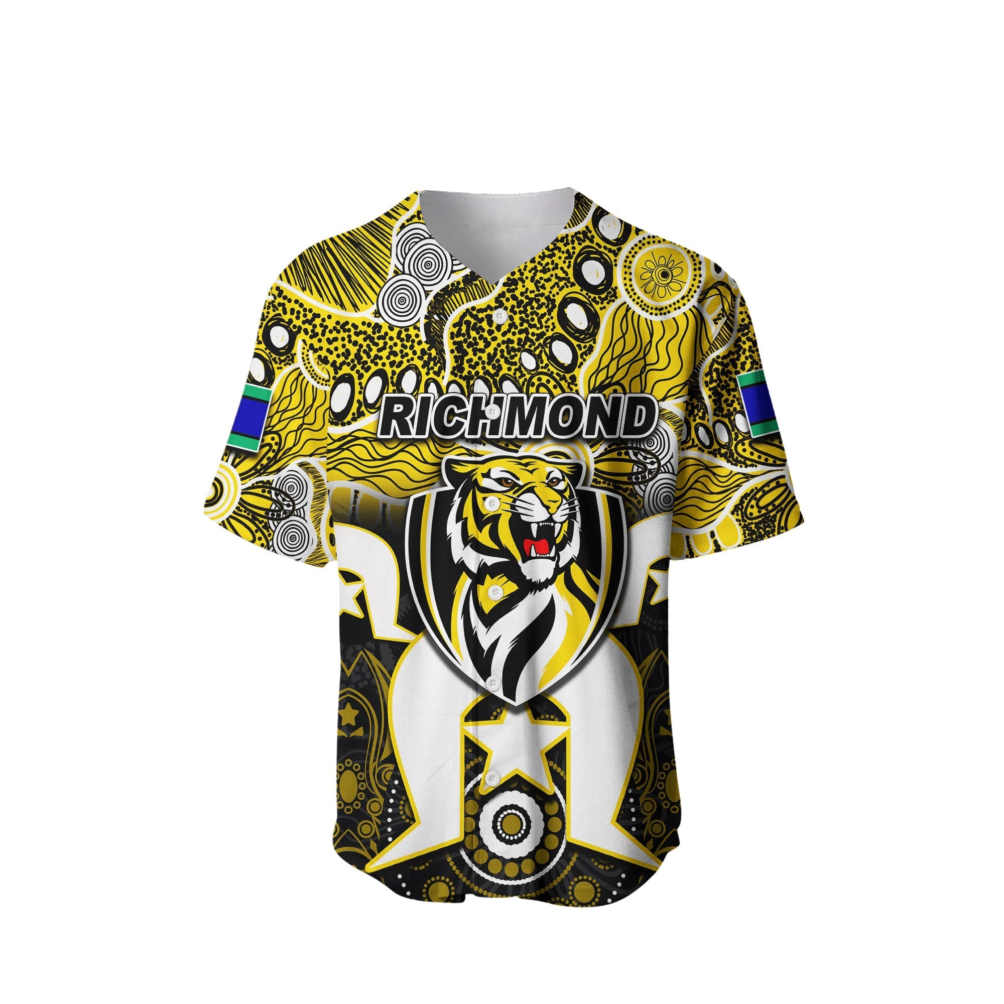 (Custom Personalised) Tigers Australian Football Torres Strait Islanders Mix Aboriginal Baseball Jersey - Vibe Hoodie Shop