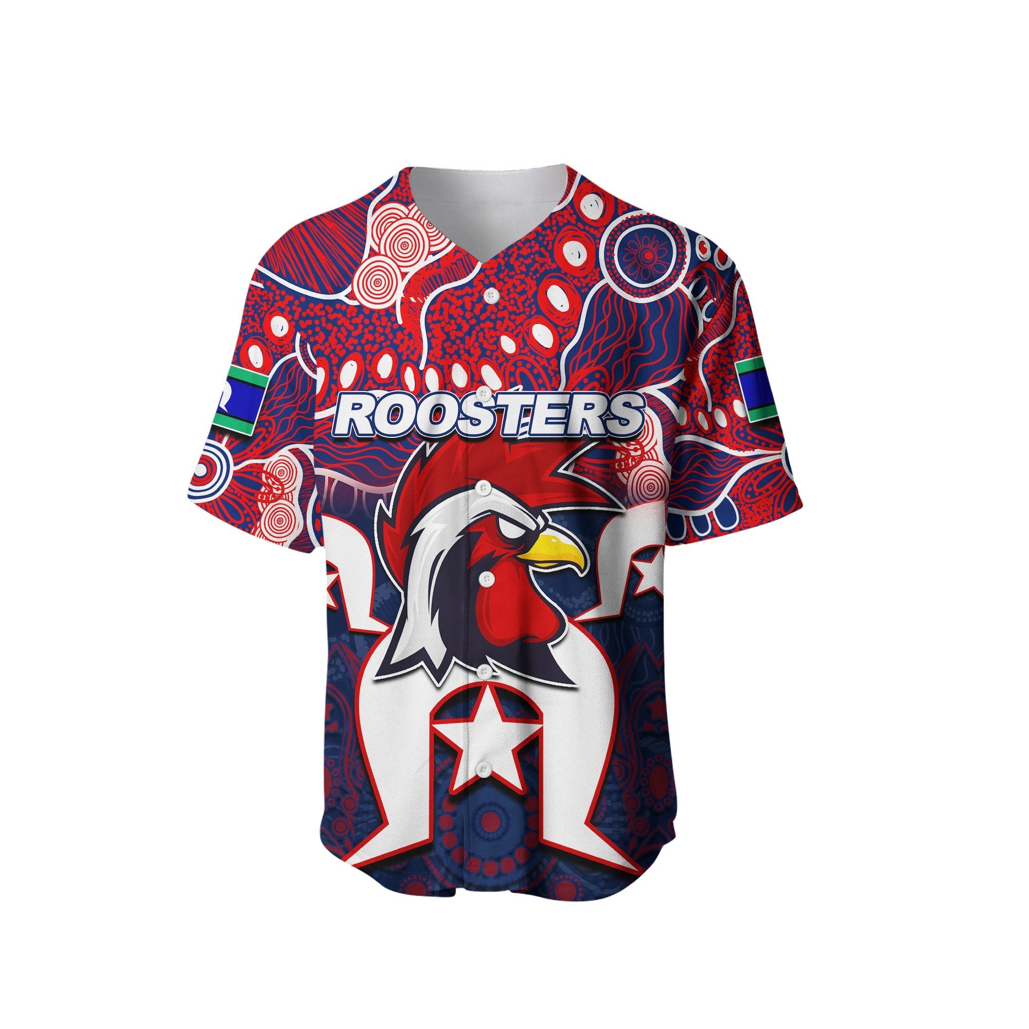(Custom Personalised) Roosters Torres Strait Islanders Mix Aboriginal Baseball Jersey - Vibe Hoodie Shop