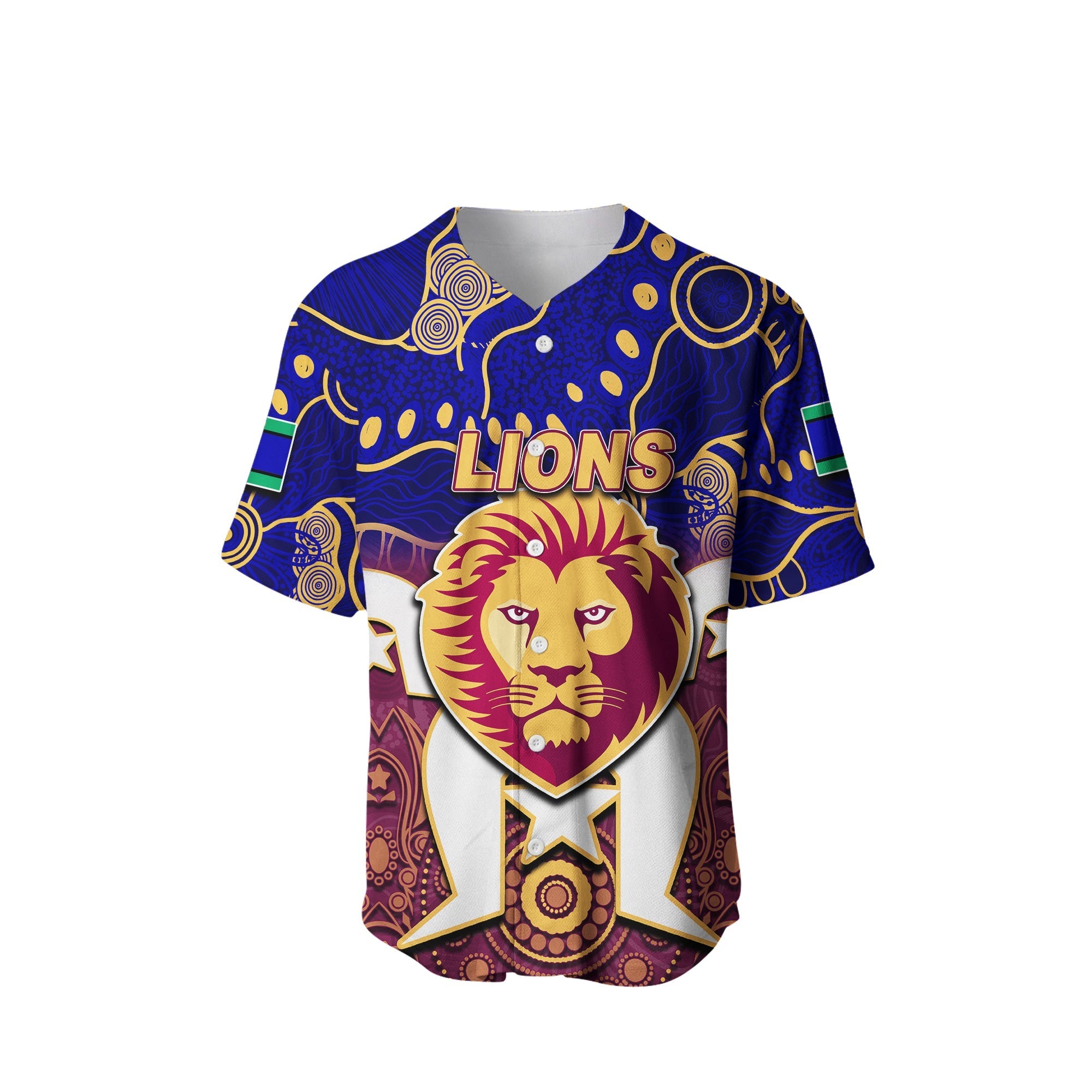 (Custom Personalised) Lions Australian Football Torres Strait Islanders Mix Aboriginal Baseball Jersey - Vibe Hoodie Shop