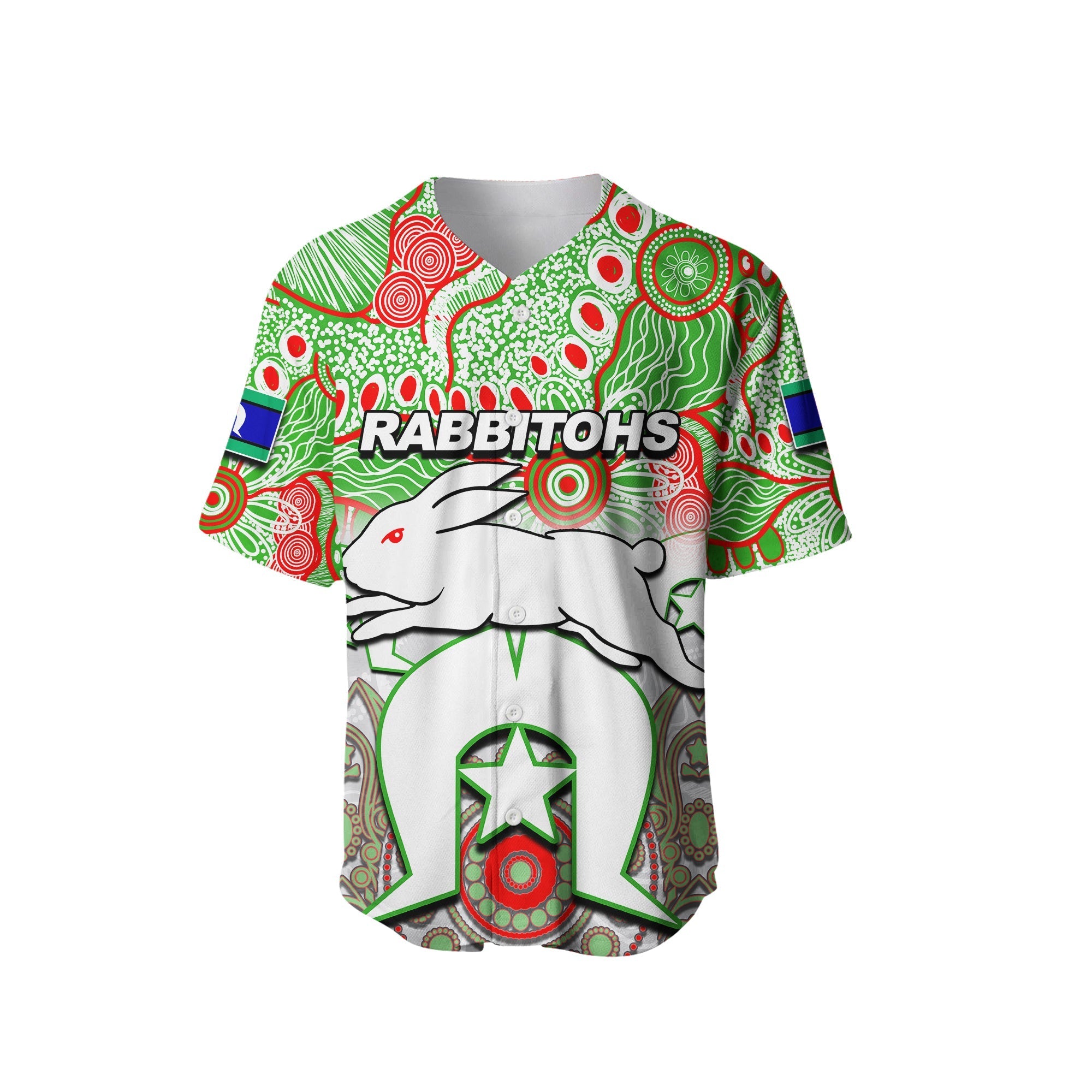 (Custom Personalised) Rabbitohs Torres Strait Islanders Mix Aboriginal Baseball Jersey - Vibe Hoodie Shop