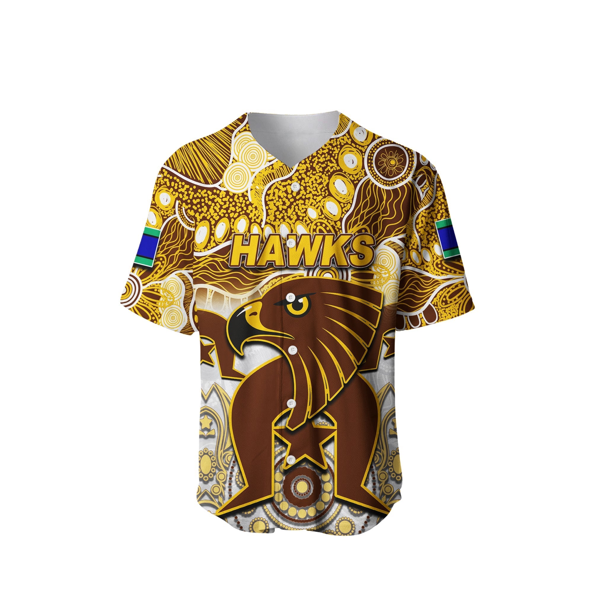 (Custom Personalised) Hawks Australian Football Torres Strait Islanders Mix Aboriginal Baseball Jersey - Vibe Hoodie Shop