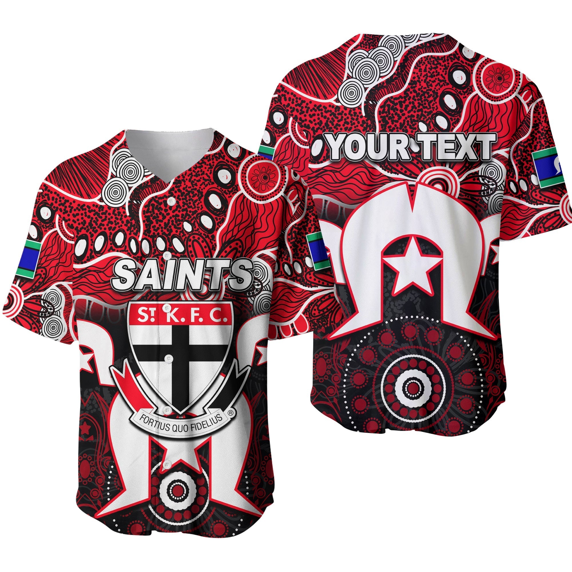 (Custom Personalised) Saints Australian Football Torres Strait Islanders Mix Aboriginal Baseball Jersey - Vibe Hoodie Shop