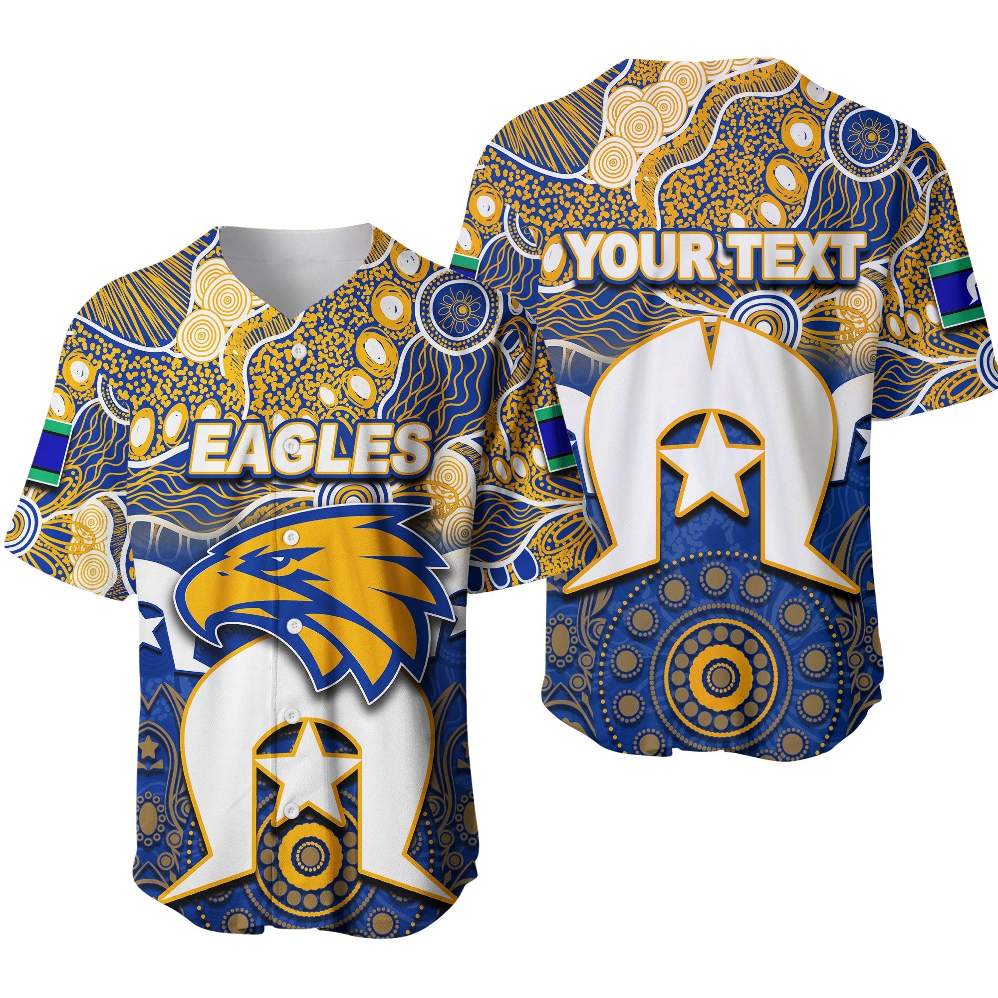 (Custom Personalised) Eagles Australian Football Torres Strait Islanders Mix Aboriginal Baseball Jersey - Vibe Hoodie Shop