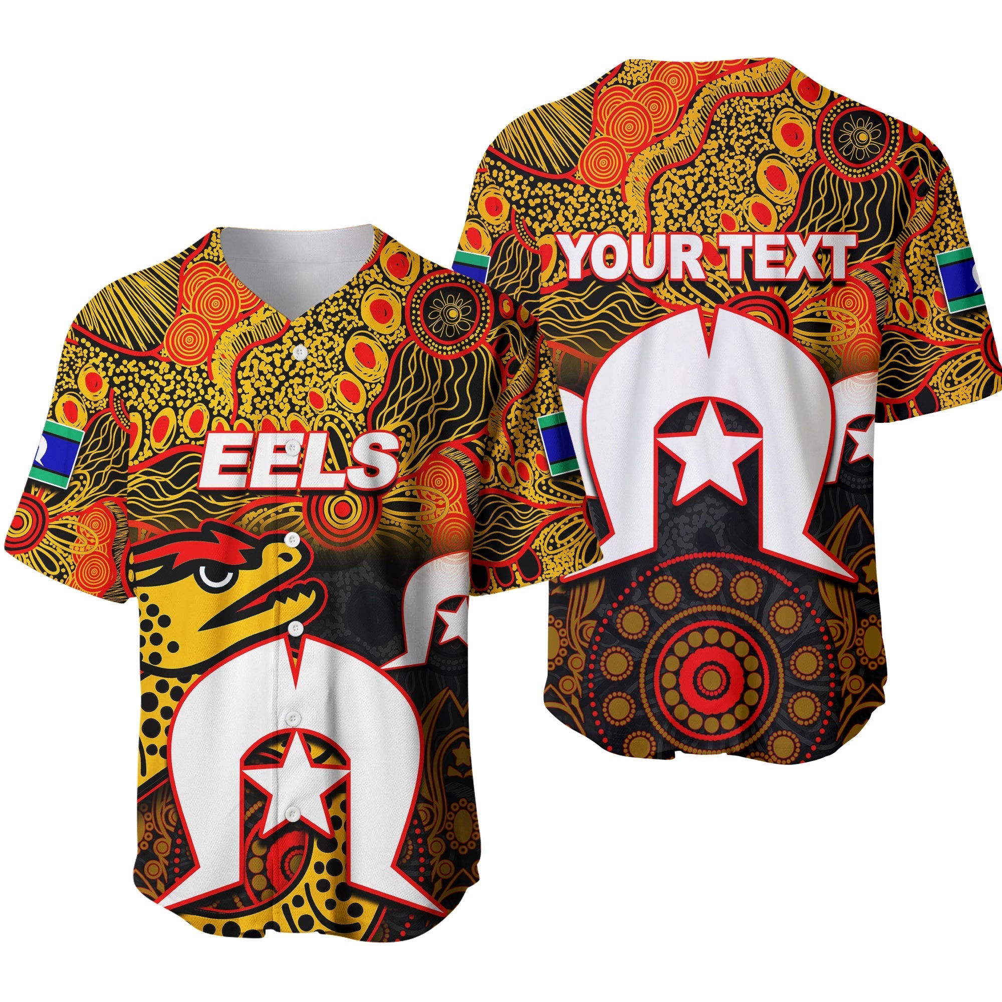 (Custom Personalised) Eels Torres Strait Islanders Mix Aboriginal Baseball Jersey No.2 - Vibe Hoodie Shop