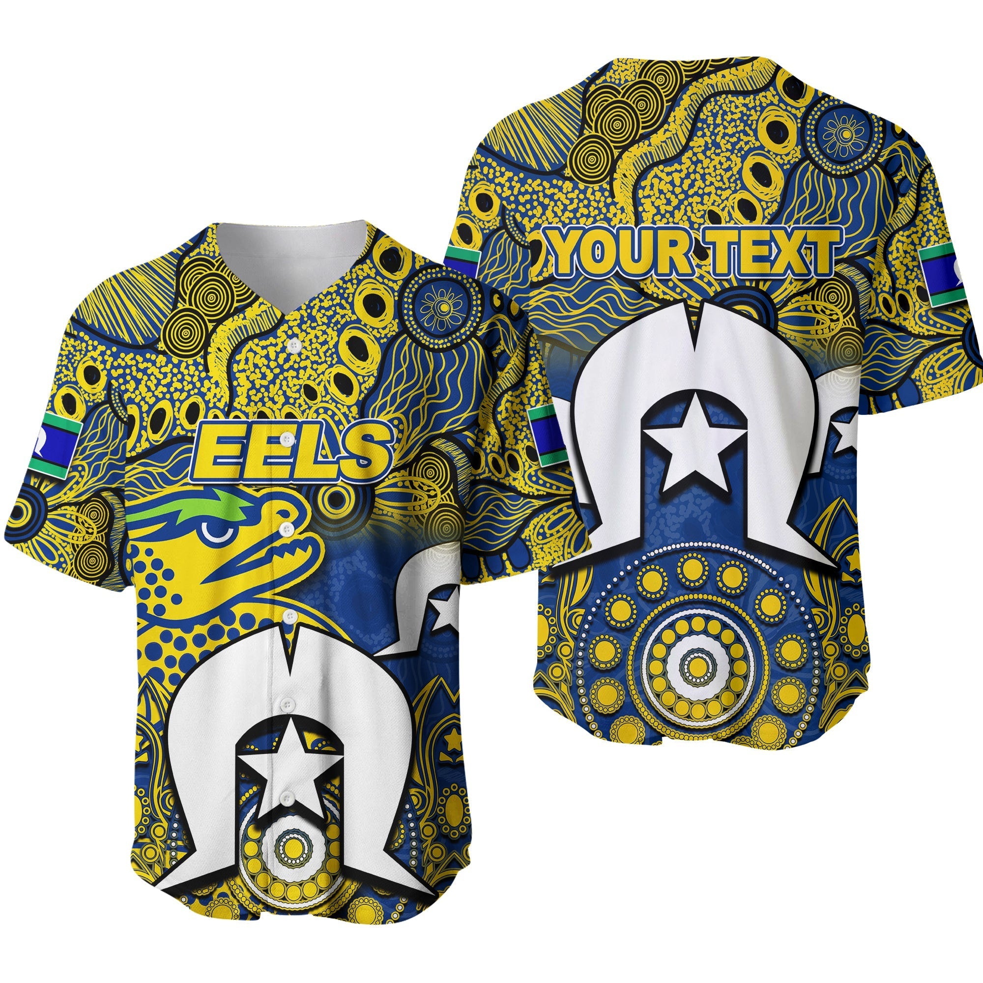 (Custom Personalised) Eels Torres Strait Islanders Mix Aboriginal Baseball Jersey No.1 - Vibe Hoodie Shop