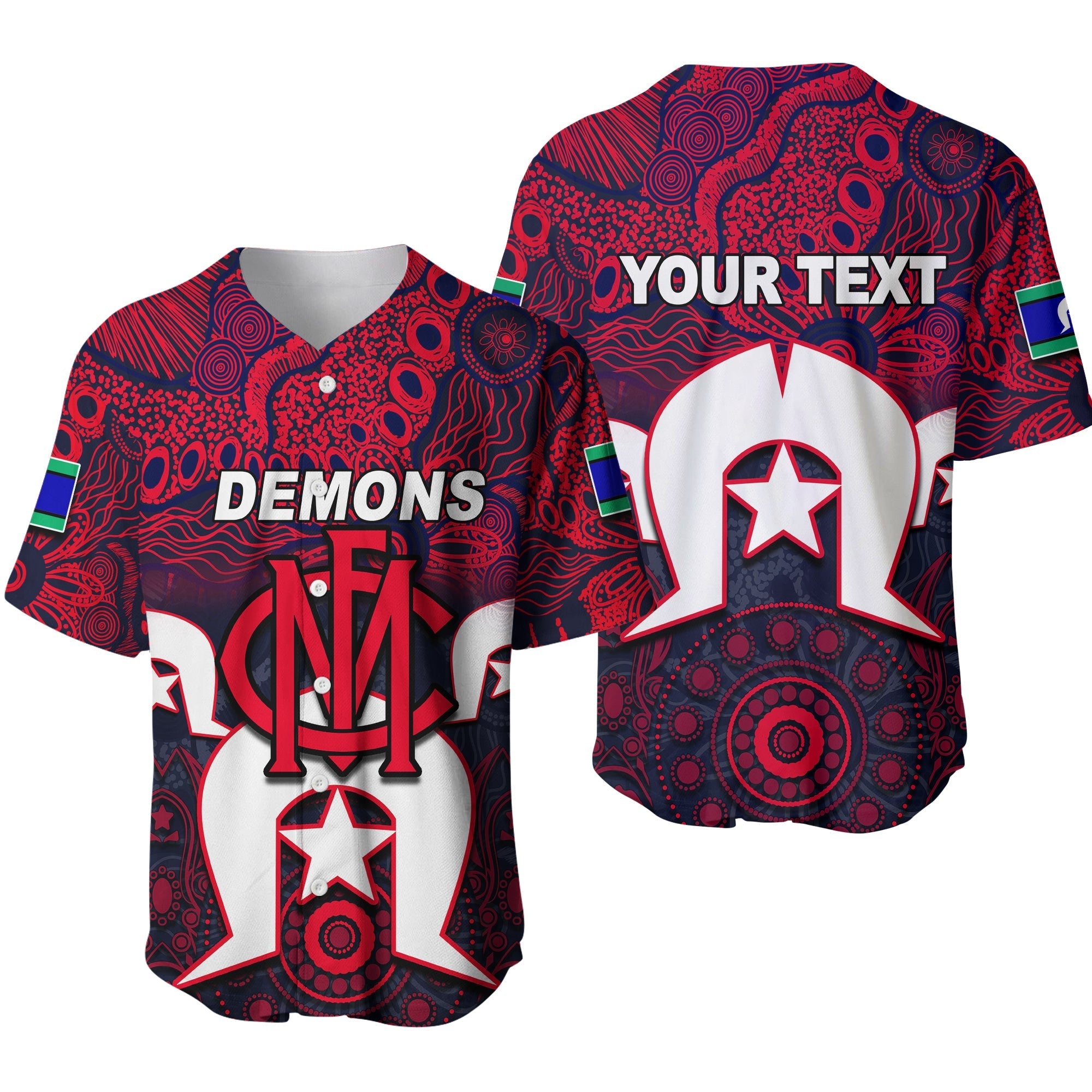(Custom Personalised) Demons Australian Football ATorres Strait Islanders Mix Aboriginal Baseball Jersey - Vibe Hoodie Shop