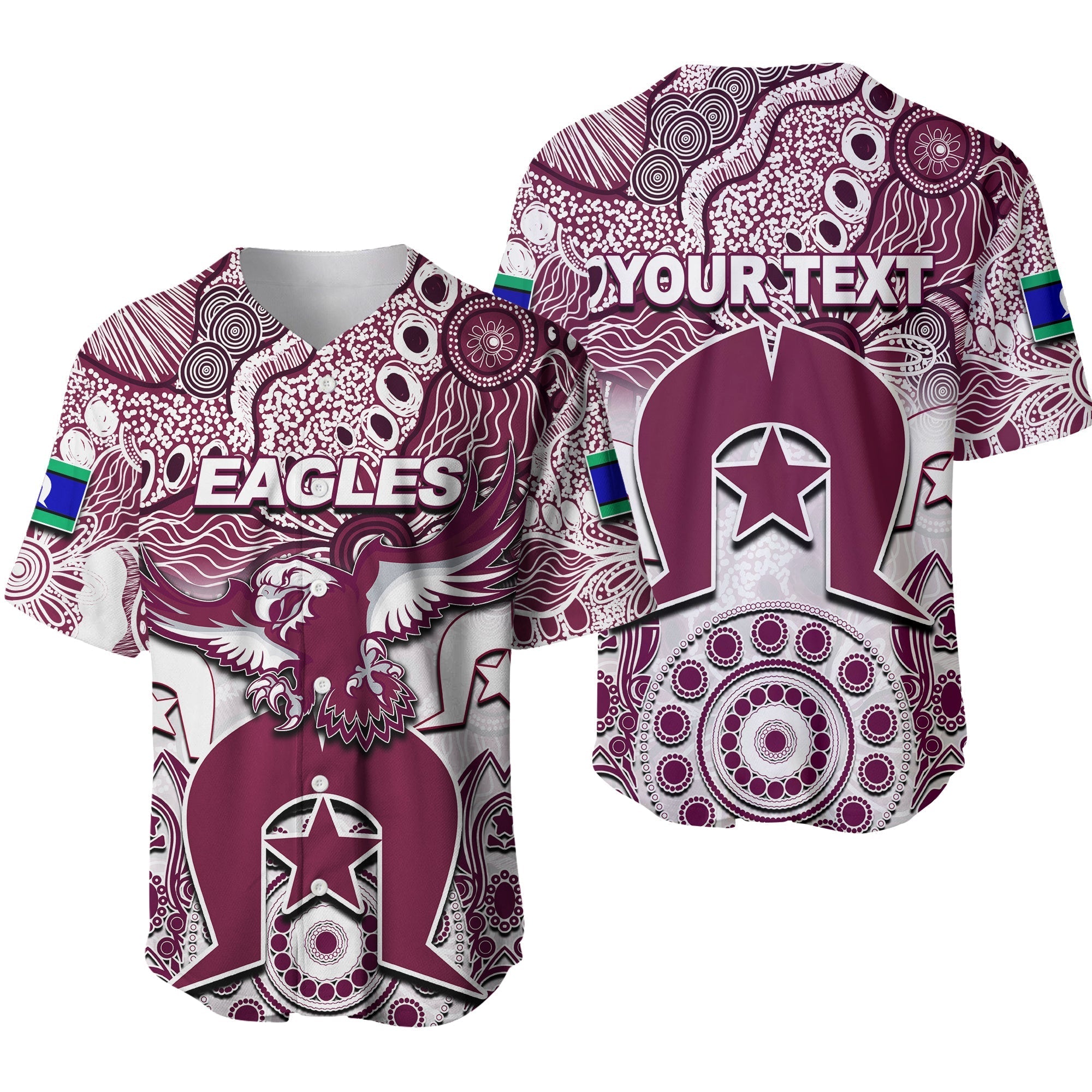 (Custom Personalised) Sea Eagles Torres Strait Islanders Mix Aboriginal Baseball Jersey - Vibe Hoodie Shop