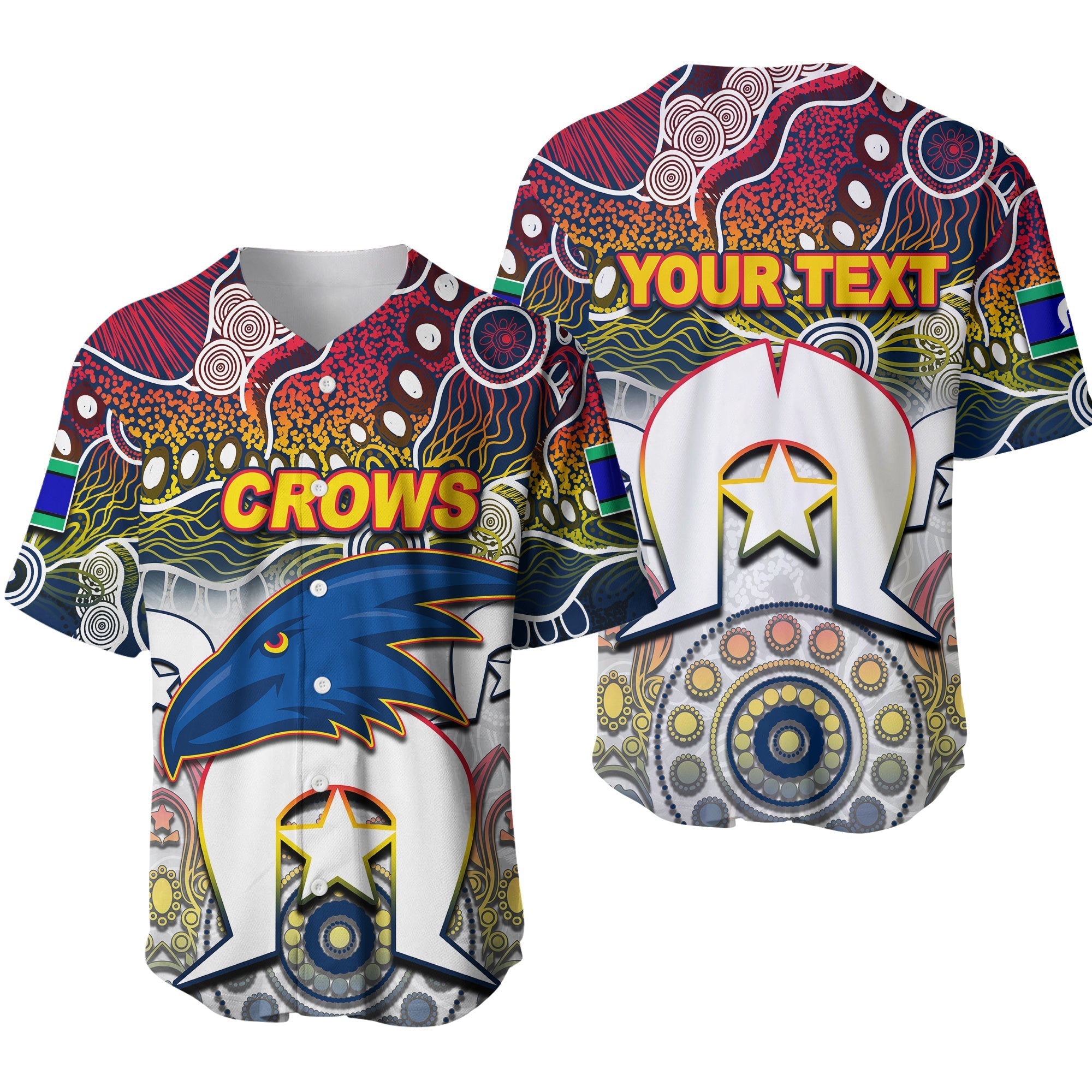 (Custom Personalised) Crows Australian Football Torres Strait Islanders Mix Aboriginal Baseball Jersey - Vibe Hoodie Shop