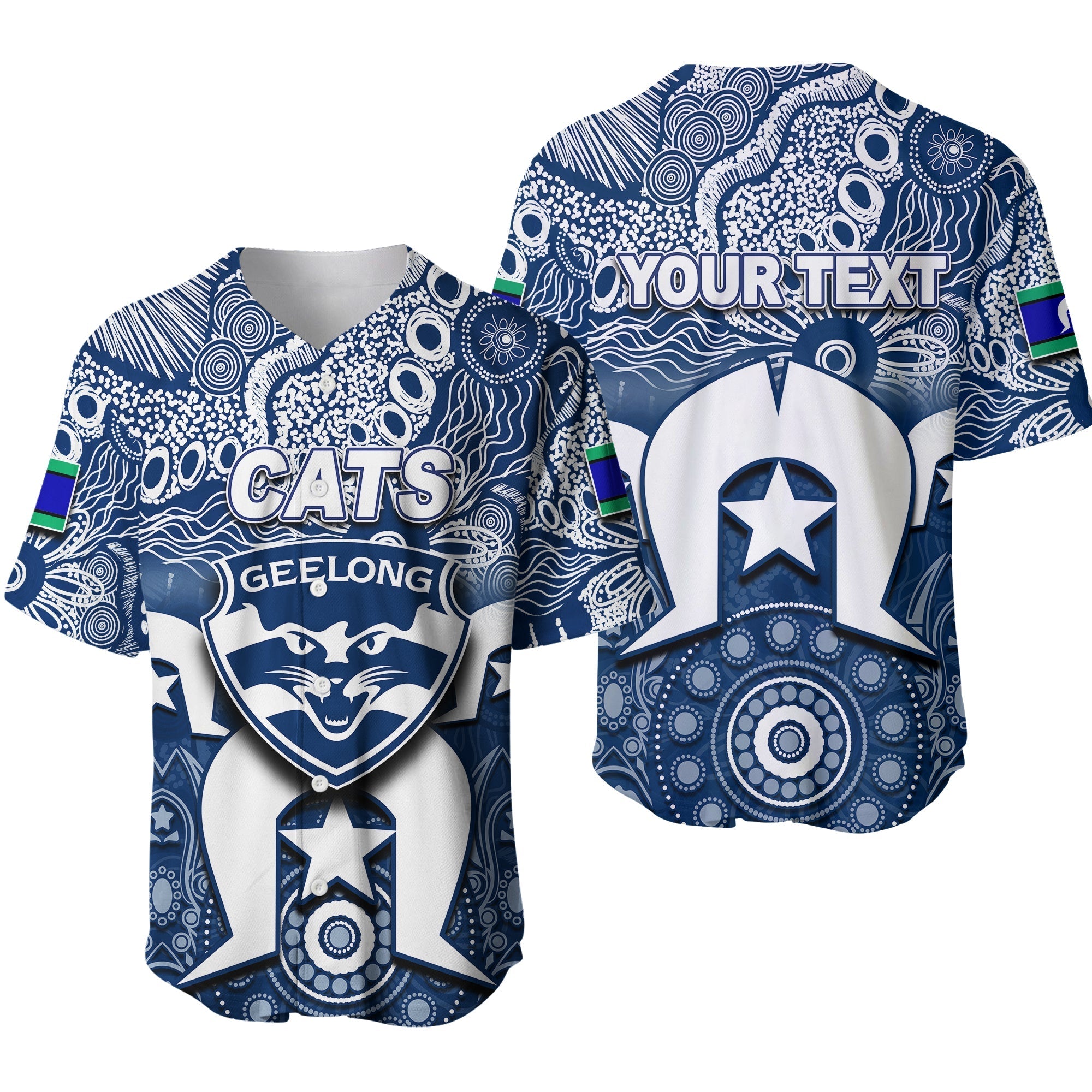 (Custom Personalised) Cats Australian Football Torres Strait Islanders Mix Aboriginal Baseball Jersey - Vibe Hoodie Shop