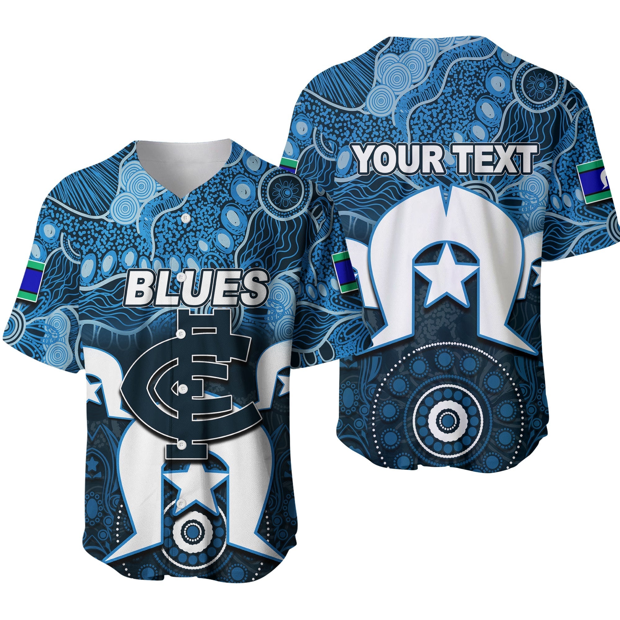 (Custom Personalised) Blues Australian Football Torres Strait Islanders Mix Aboriginal Baseball Jersey - Vibe Hoodie Shop