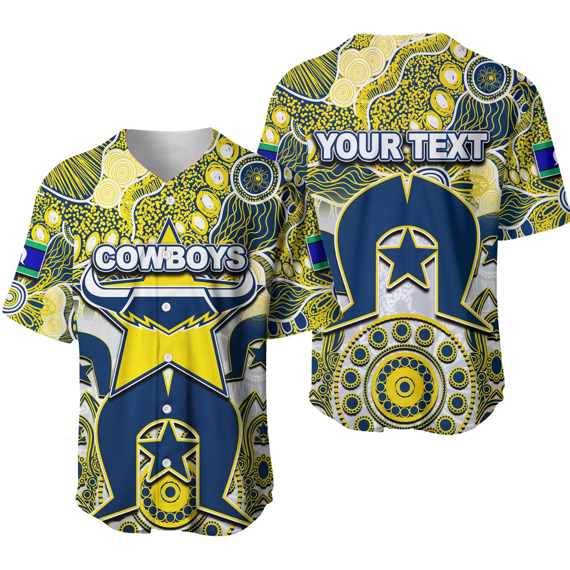 (Custom Personalised) Cowboys Torres Strait Islanders Mix Aboriginal Baseball Jersey - Vibe Hoodie Shop
