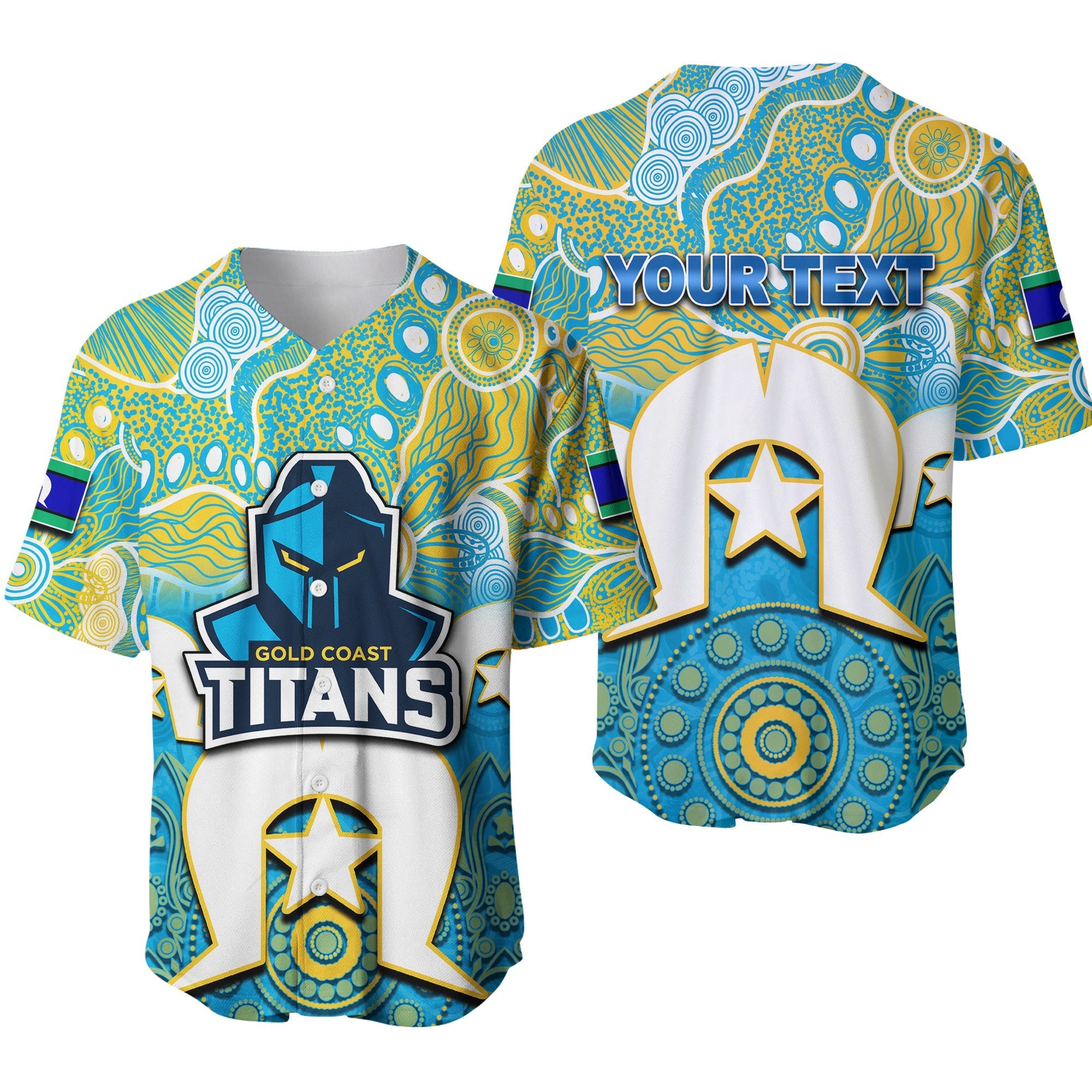 (Custom Personalised) Titans Torres Strait Islanders Mix Aboriginal Baseball Jersey - Vibe Hoodie Shop