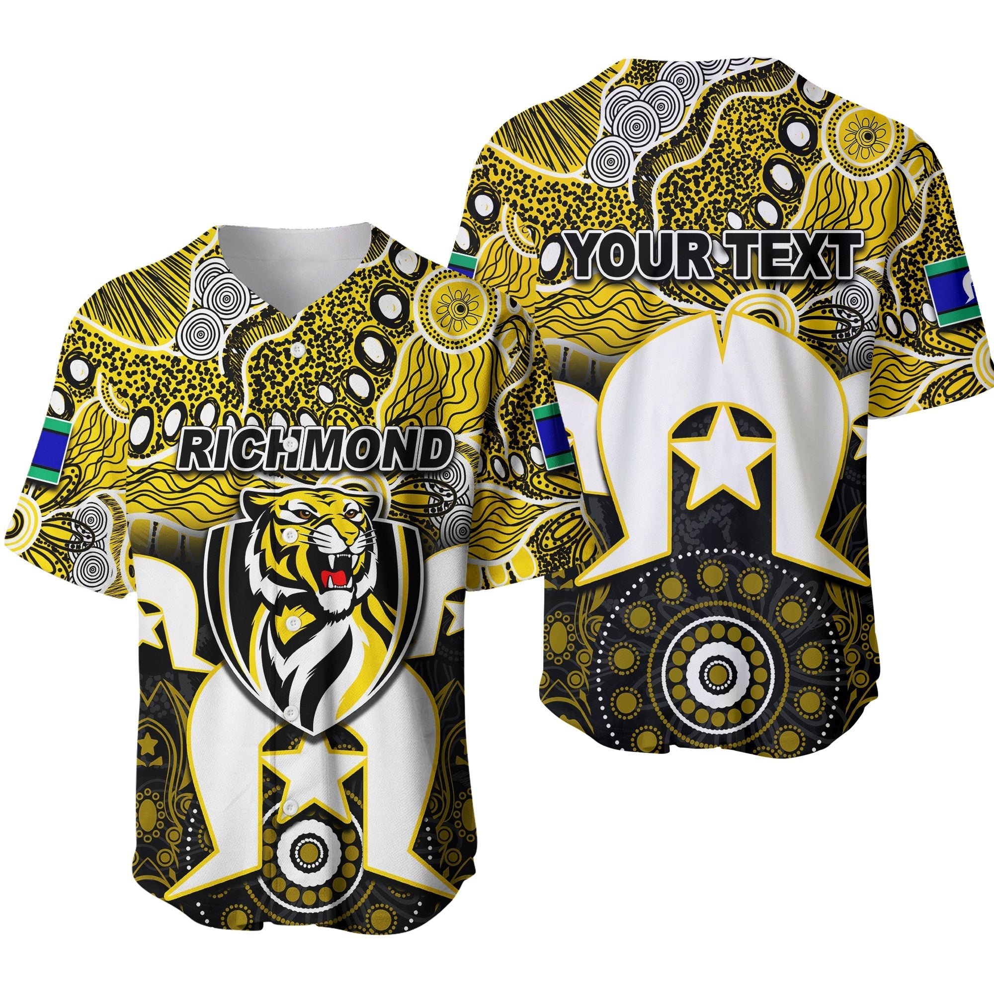 (Custom Personalised) Tigers Australian Football Torres Strait Islanders Mix Aboriginal Baseball Jersey - Vibe Hoodie Shop