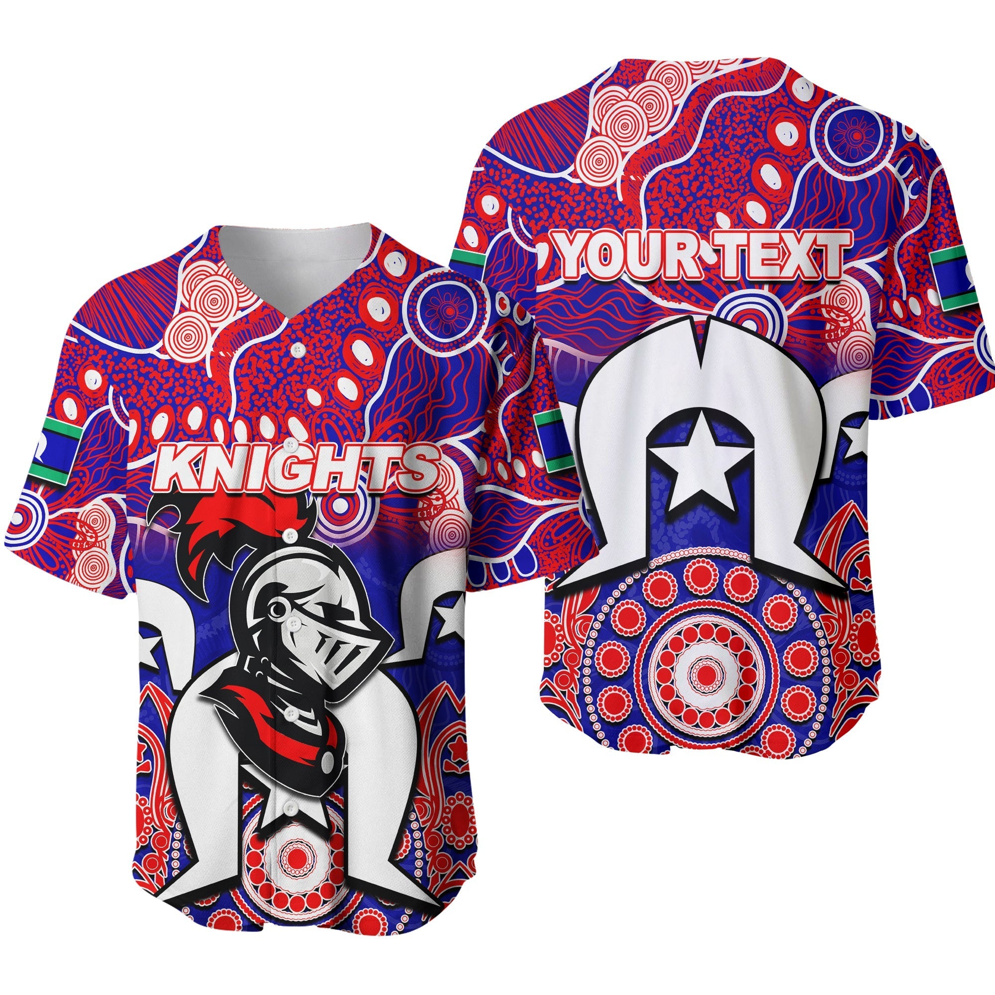(Custom Personalised) Knights Torres Strait Islanders Mix Aboriginal Baseball Jersey - Vibe Hoodie Shop