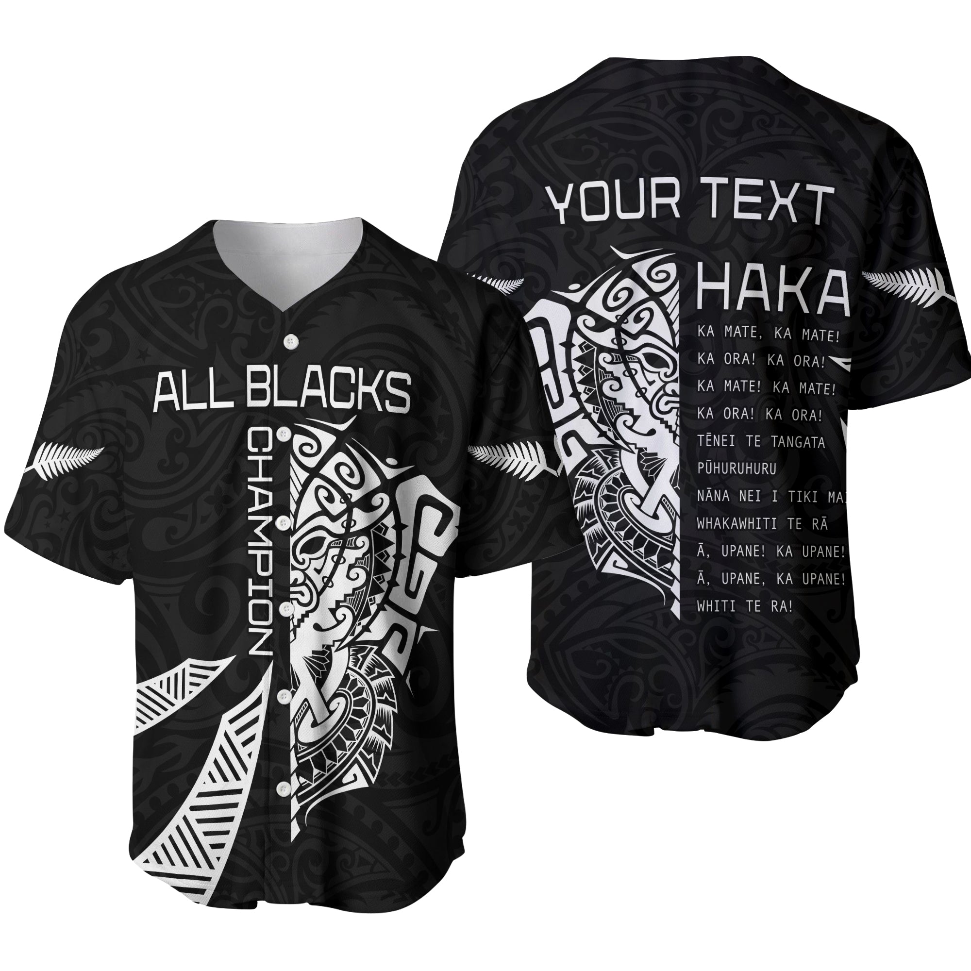 (Custom Personalised) New Zealand Rugby Baseball Jersey Haka mix Ta Moko - Vibe Hoodie Shop