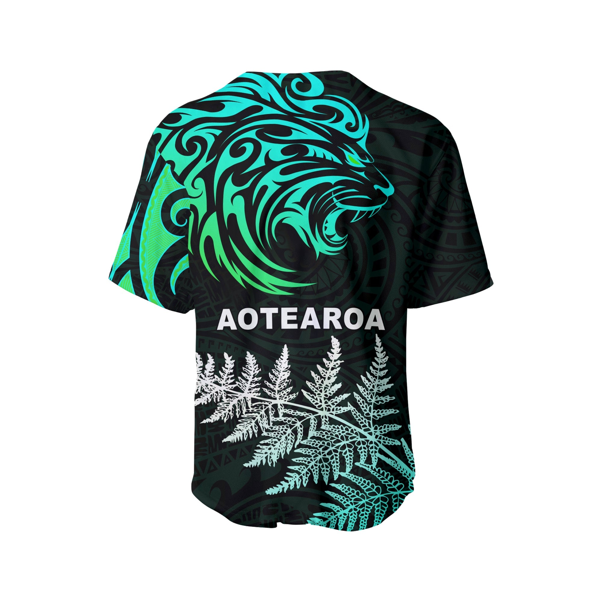 Lion Maori Baseball Jersey Aotearoa mix Silver Fern Version Blue - Vibe Hoodie Shop