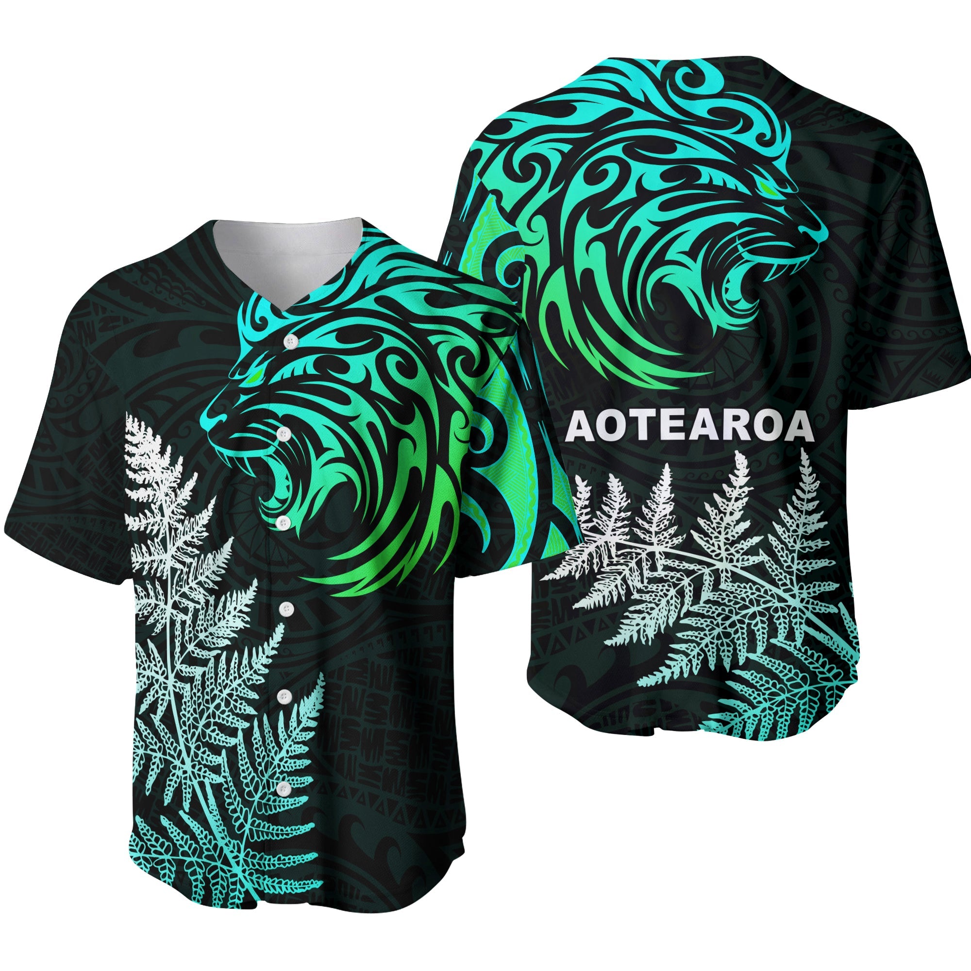 Lion Maori Baseball Jersey Aotearoa mix Silver Fern Version Blue - Vibe Hoodie Shop