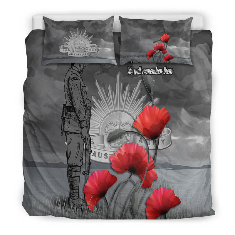 Remembrance Day Bedding Set Soldier Australian Army Rising Sun With Red Poppy - Vibe Hoodie Shop