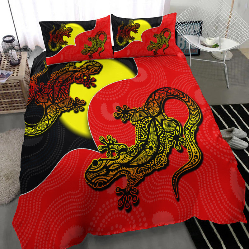 Aboriginal Flag Mix Lizard Bedding Set - Vibe Hoodie Shop