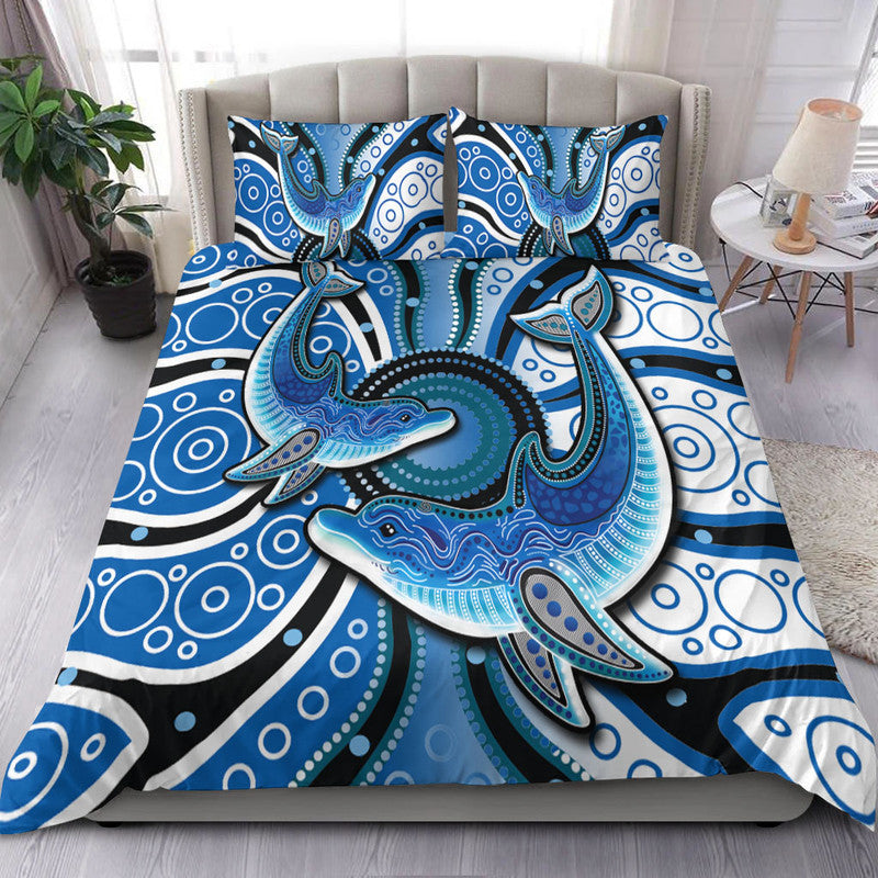 Aboriginal Dolphins Bedding Set Blue Sea - Vibe Hoodie Shop