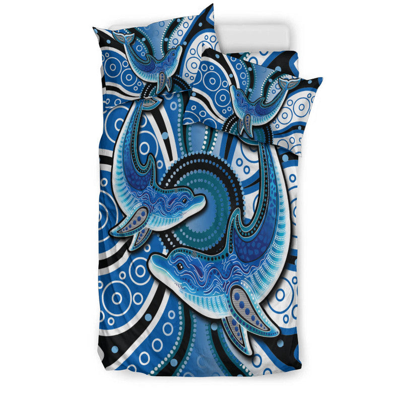 Aboriginal Dolphins Bedding Set Blue Sea - Vibe Hoodie Shop