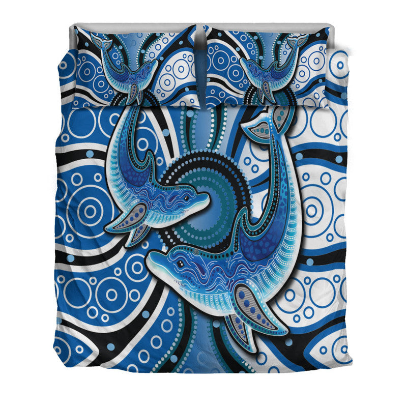 Aboriginal Dolphins Bedding Set Blue Sea - Vibe Hoodie Shop