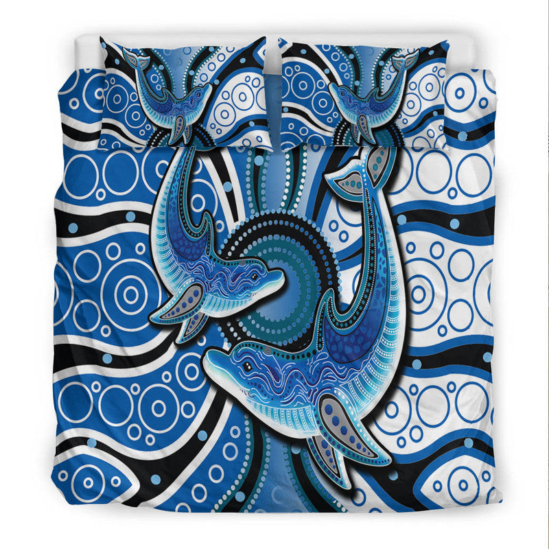 Aboriginal Dolphins Bedding Set Blue Sea - Vibe Hoodie Shop