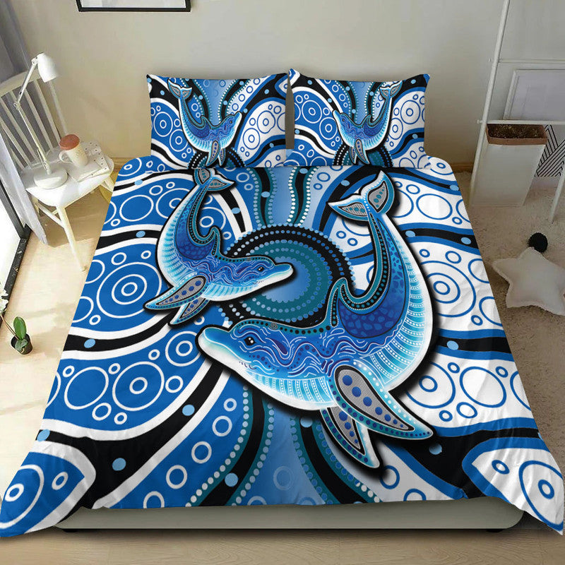 Aboriginal Dolphins Bedding Set Blue Sea - Vibe Hoodie Shop